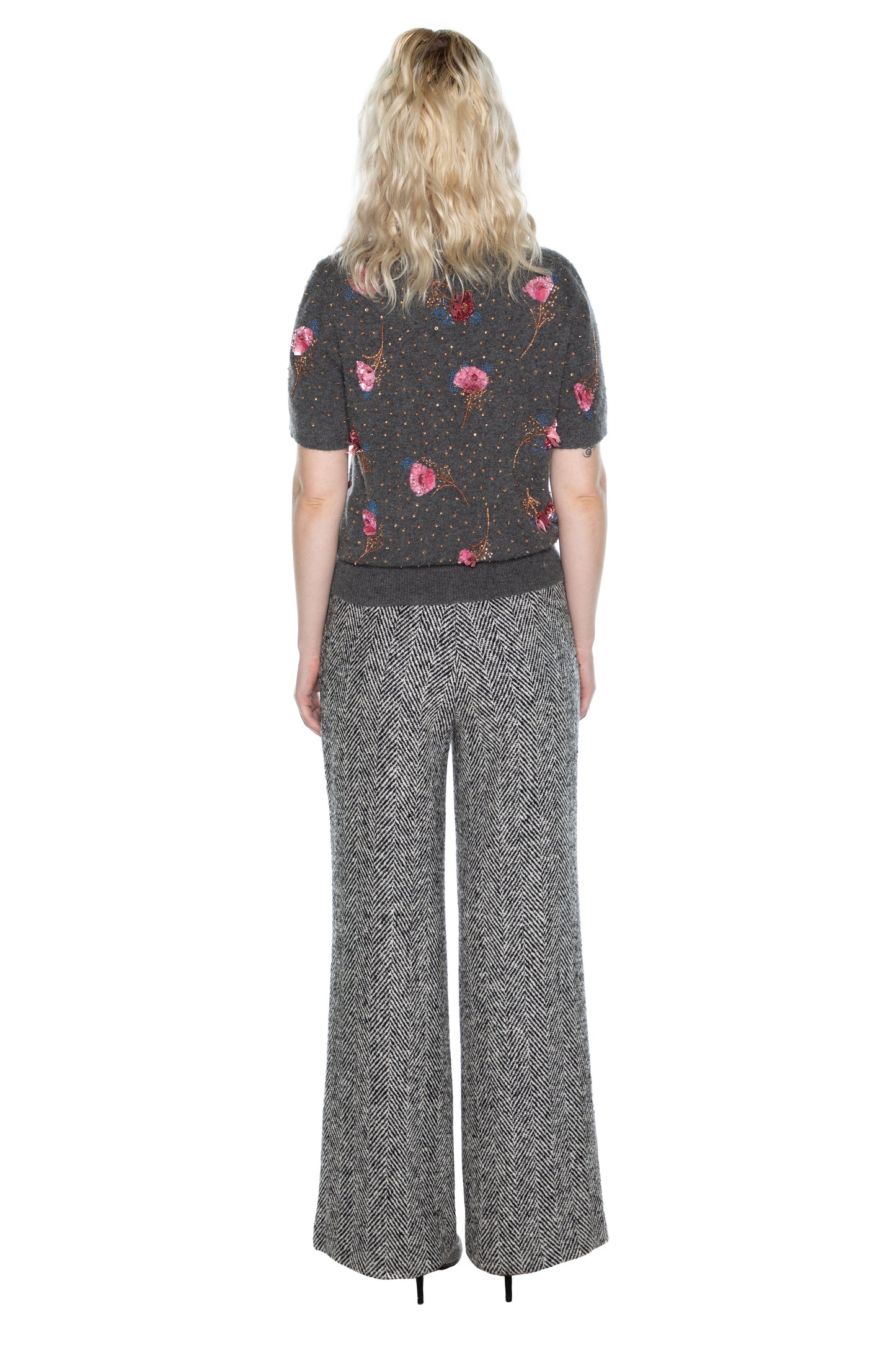 'HERRINGBONE' NEW WIDE LEG PANTS - - Libertine