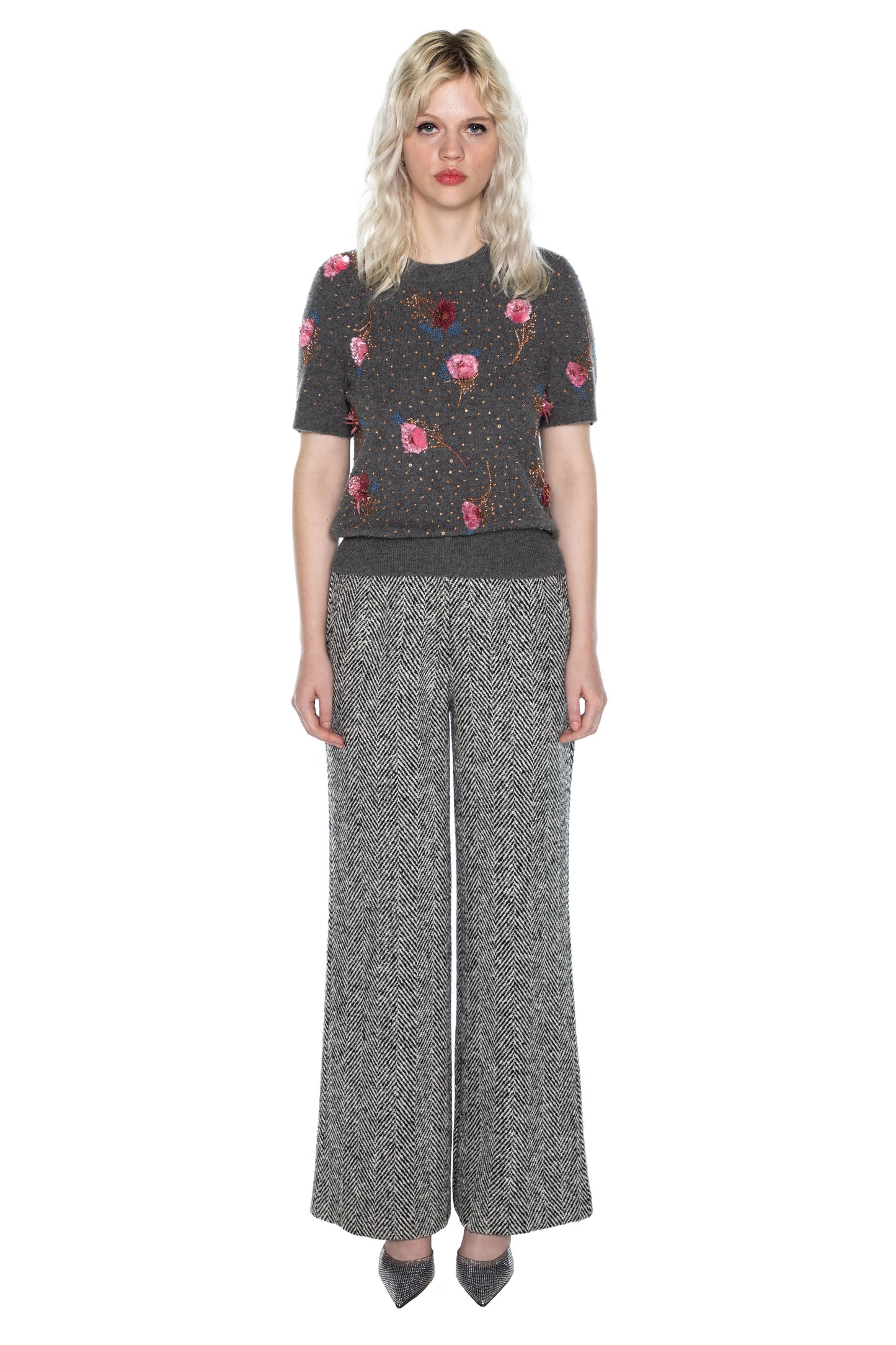 'HERRINGBONE' NEW WIDE LEG PANTS - - Libertine