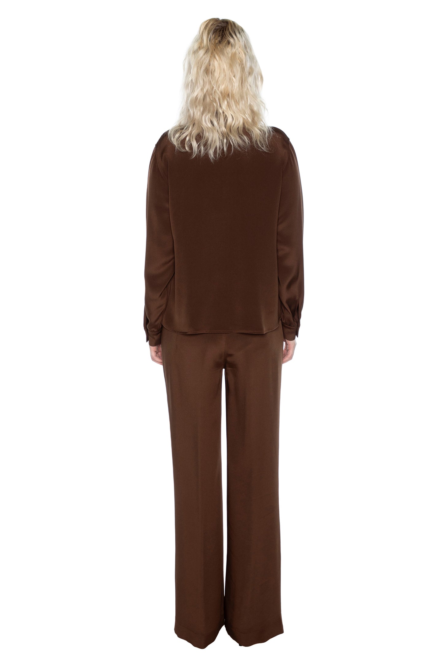 'COCOA POWDER' SLIM KEITH TIE BLOUSE - - Libertine