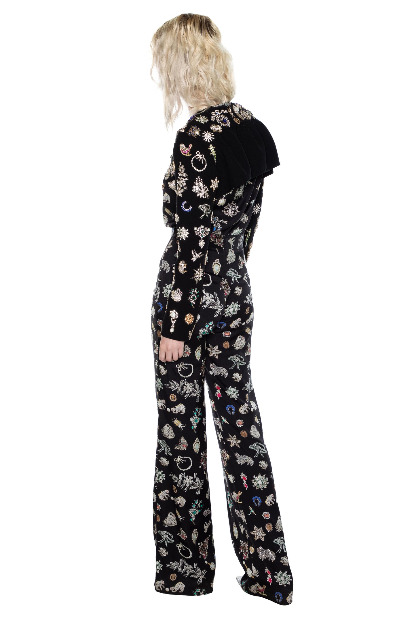 'EMBROIDERED BLACK DIAMOND PINS' FLY AWAY BOLERO - - Libertine