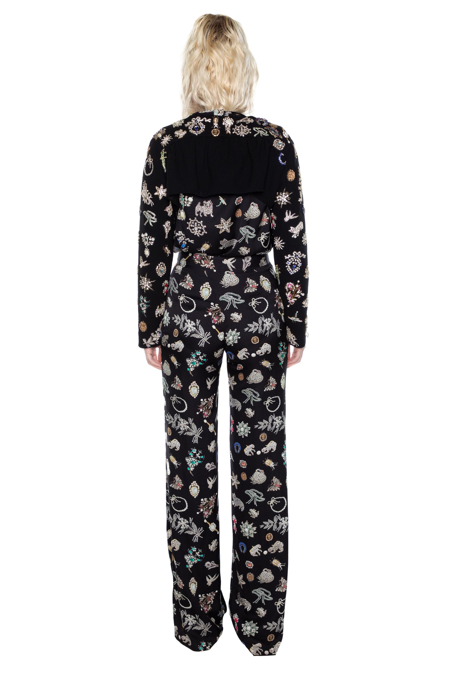 'EMBROIDERED BLACK DIAMOND PINS' FLY AWAY BOLERO - - Libertine