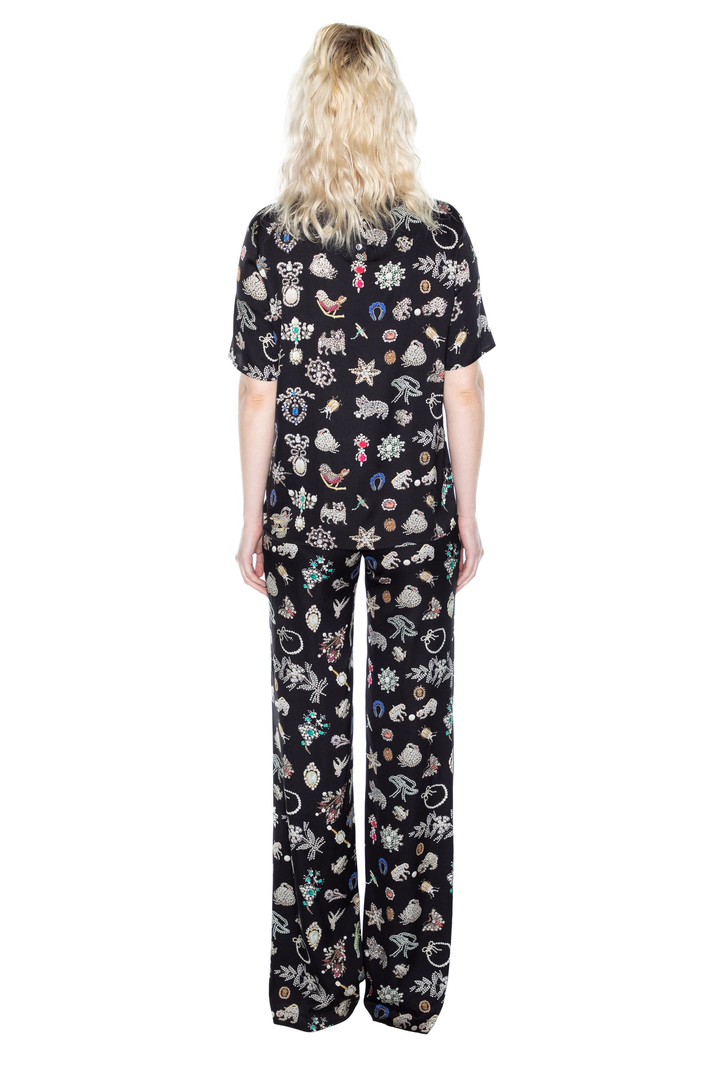 'BLACK DIAMOND PINS' SHORT SLEEVE BLOUSE - - Libertine