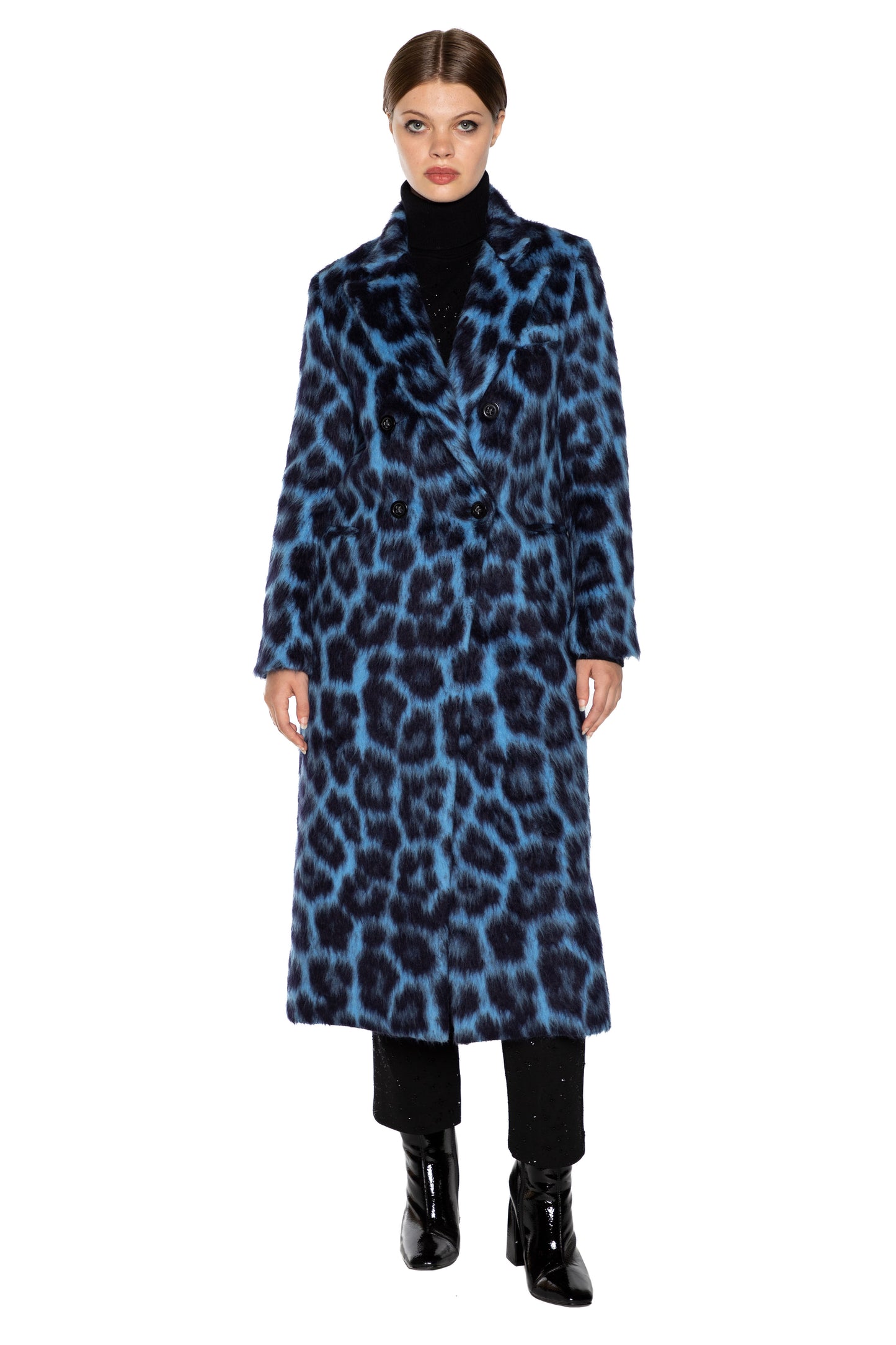 'LONDON LEOPARDO' MIDI LENGTH DOUBLE BREASTED COAT - - Libertine
