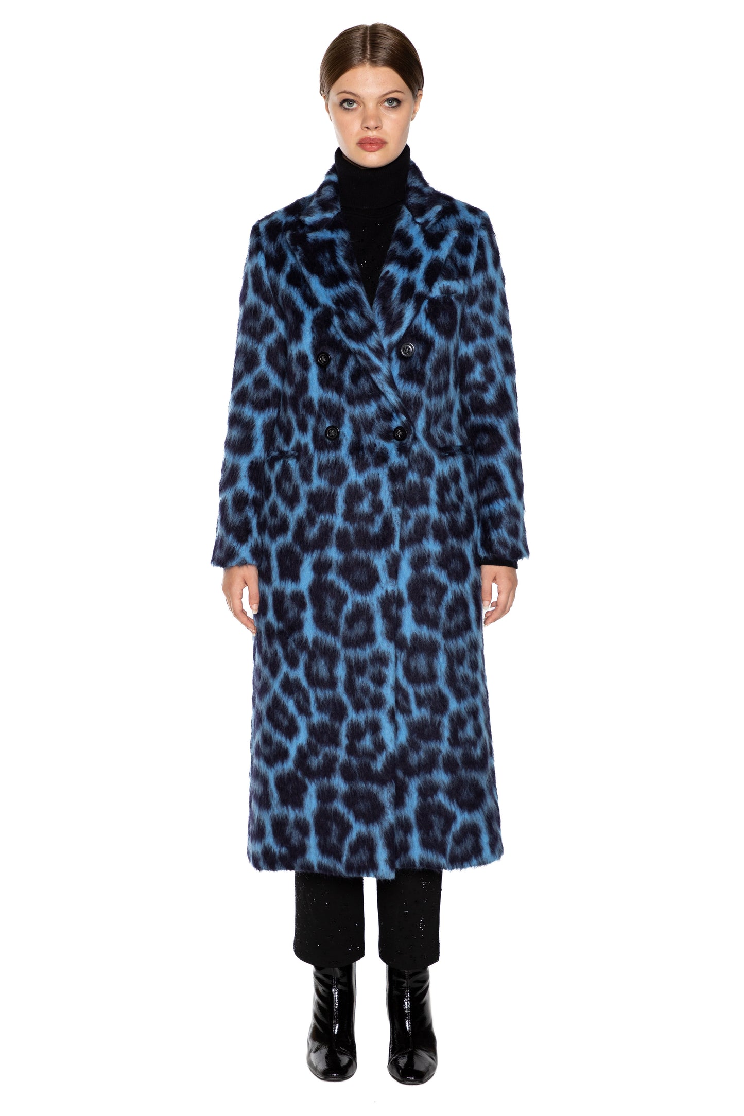 'LONDON LEOPARDO' MIDI LENGTH DOUBLE BREASTED COAT - - Libertine