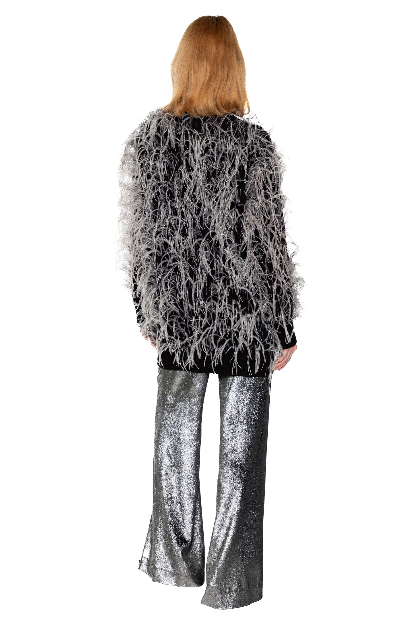 'WHAM BAM' GREY FEATHERY CARDIGAN - - Libertine