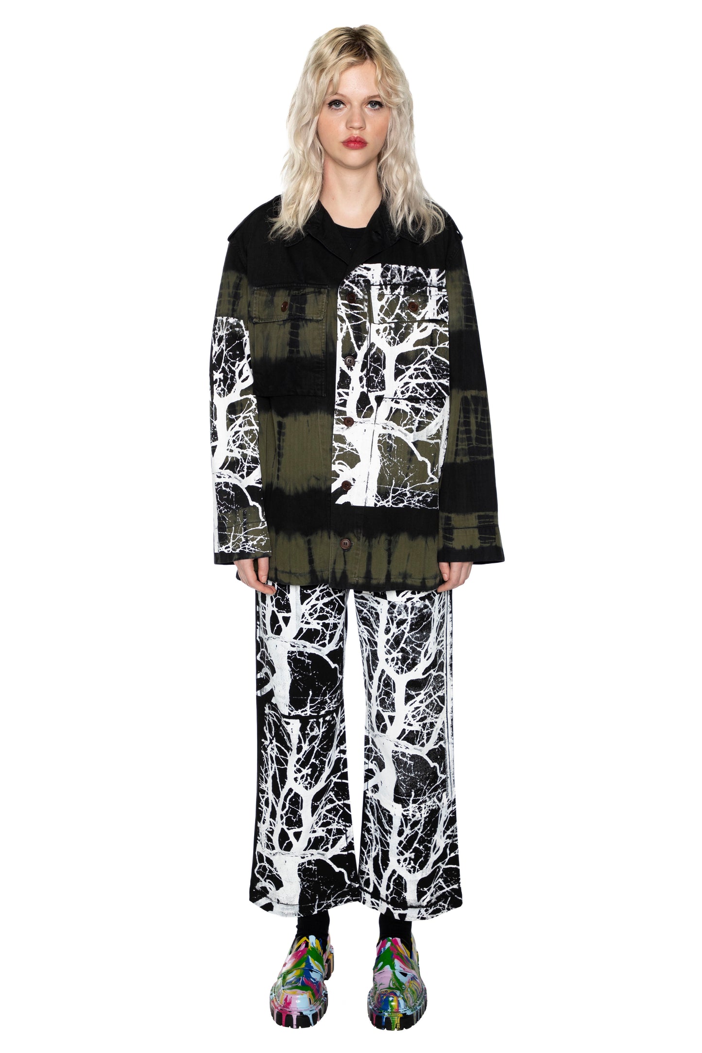 'MIDNIGHT FOREST' TIE DYE VINTAGE FRENCH MILITARY JACKET - - Libertine