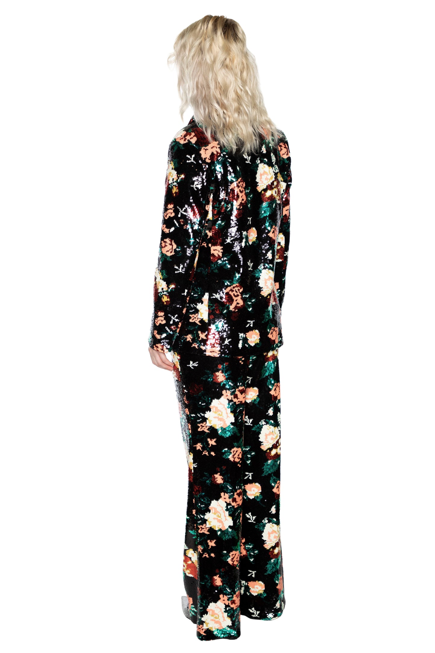 'EMMA BLACK SEQUIN FLORAL' WIDE LEG PANTS - - Libertine