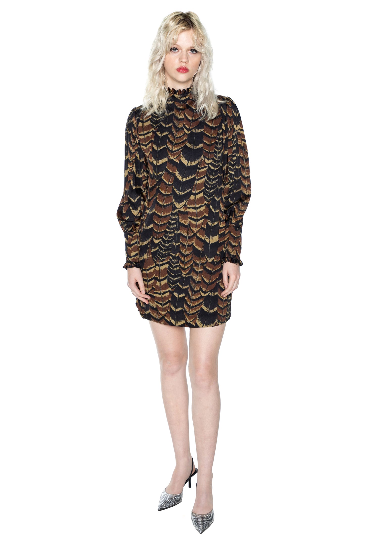 'FEATHERS' MOCK NECK DRESS - - Libertine