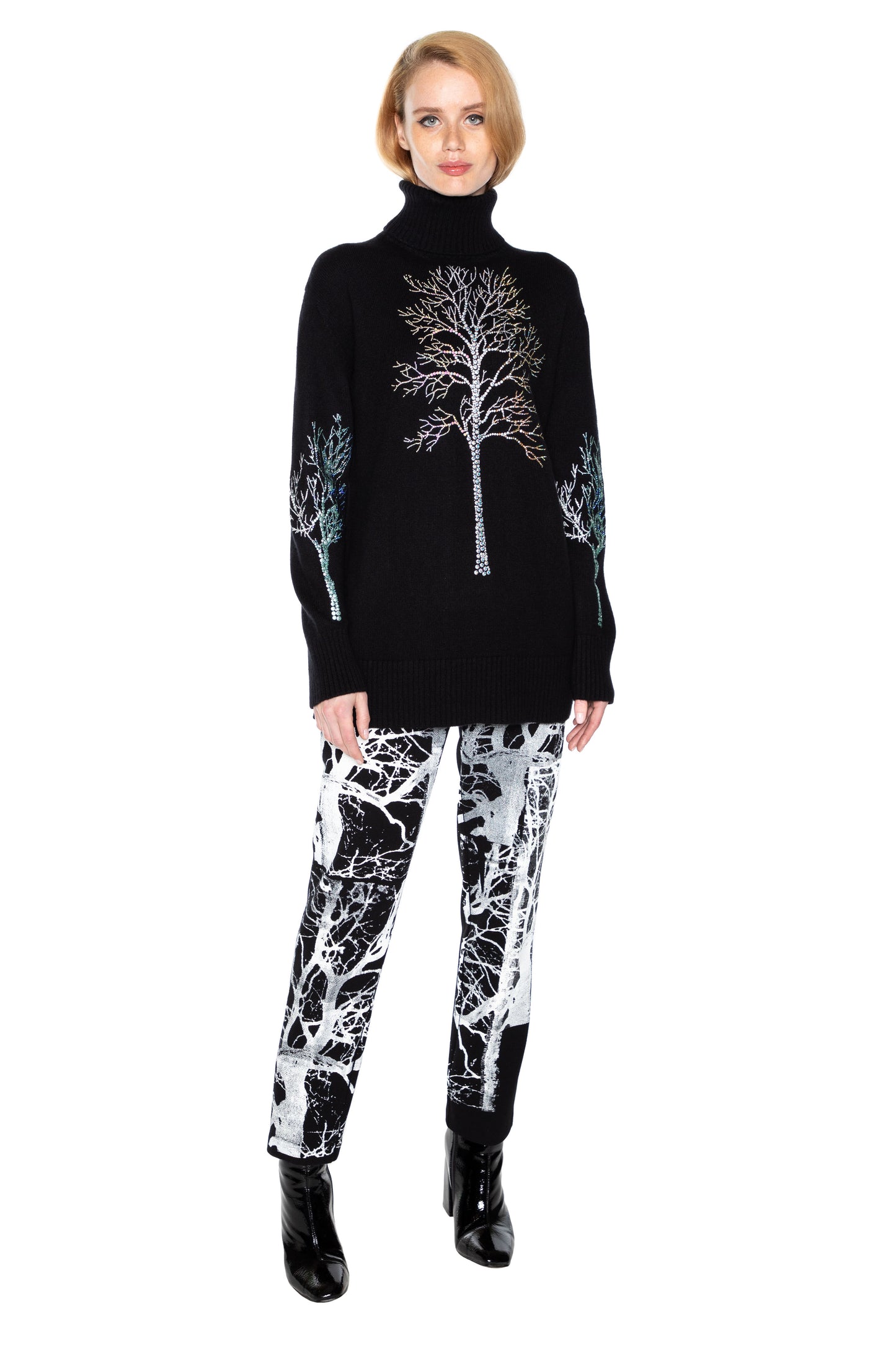 'CRYSTAL FOREST' CASHMERE TURTLENECK SWEATER - - Libertine