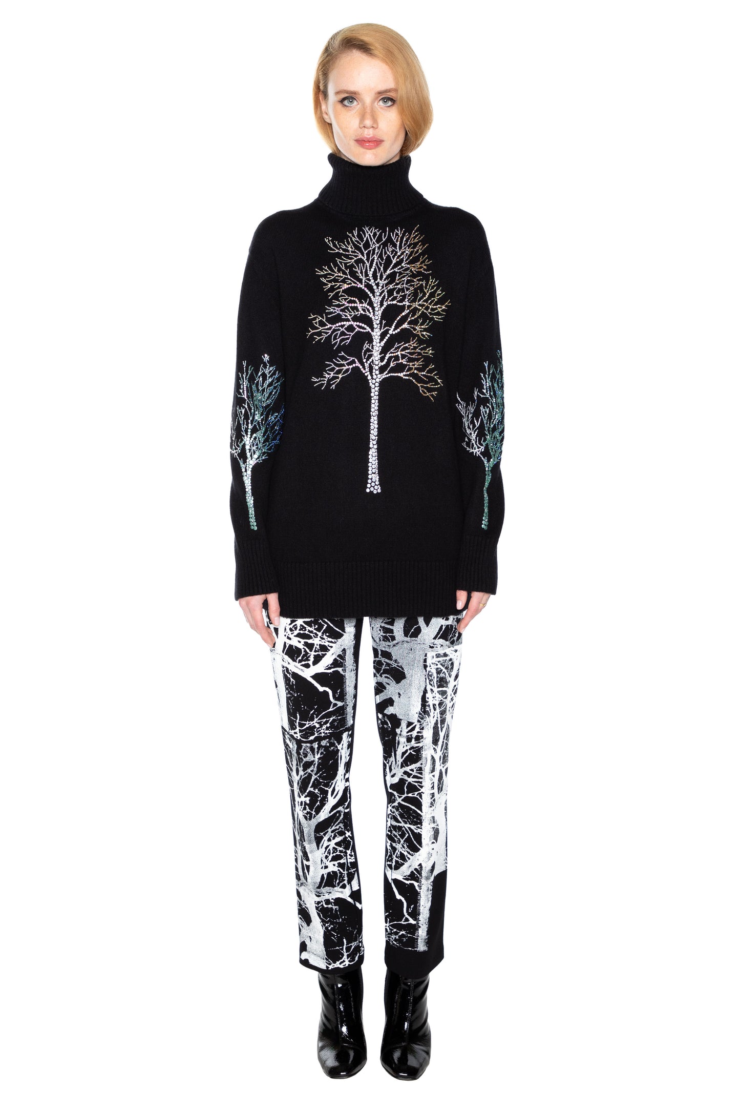 'CRYSTAL FOREST' CASHMERE TURTLENECK SWEATER - - Libertine