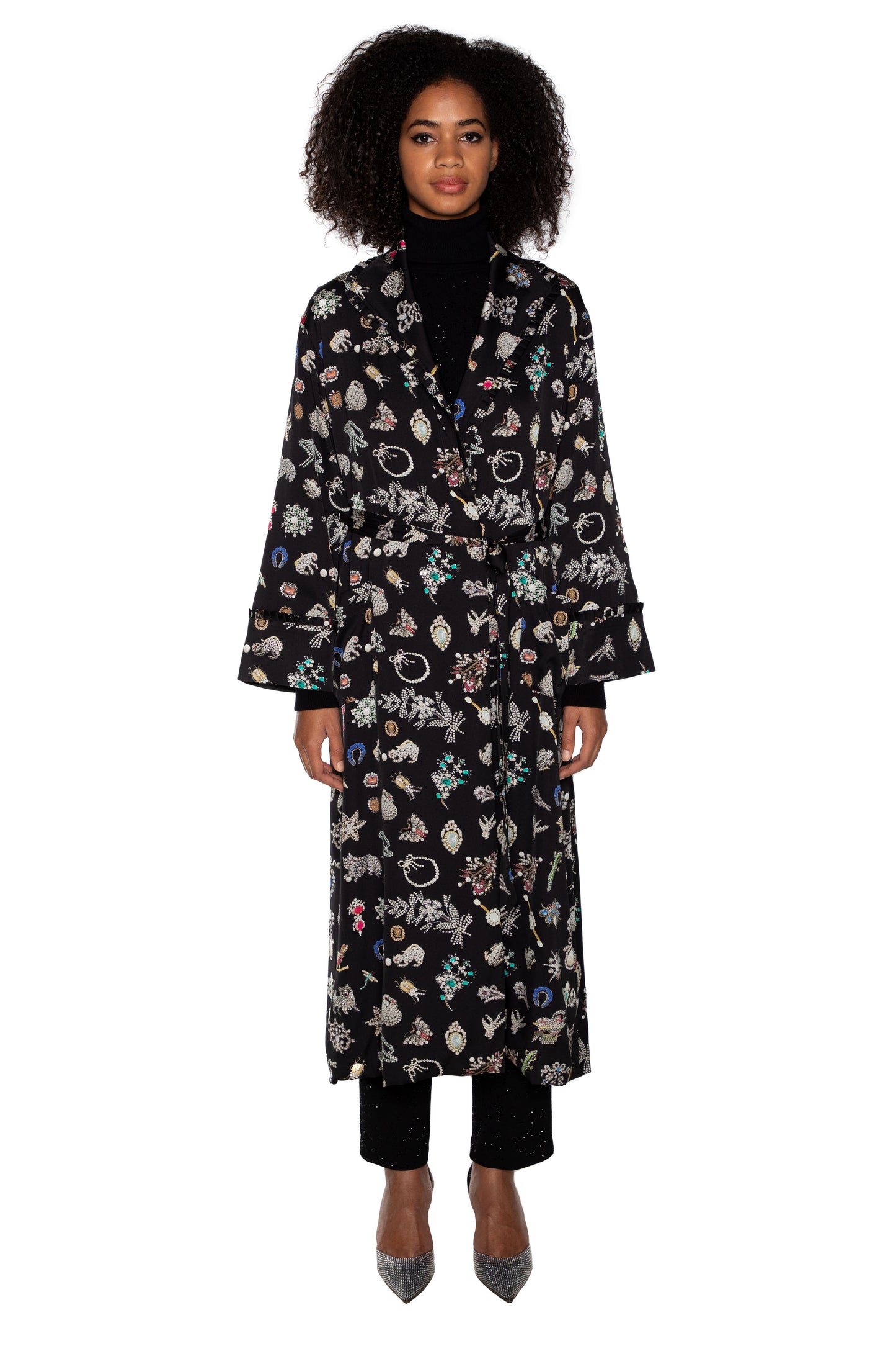 'BLACK DIAMOND PINS' ROBE COAT - - Libertine
