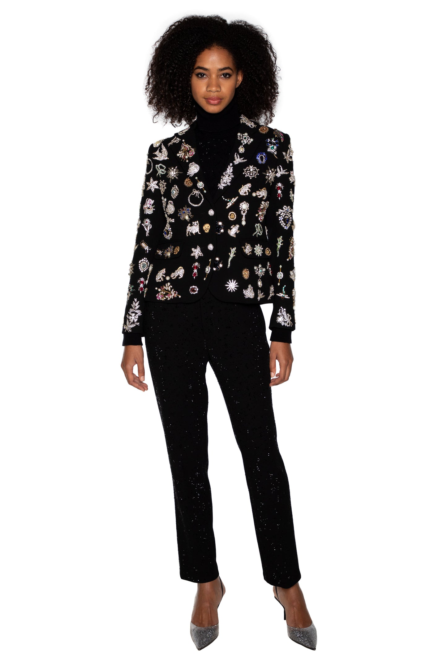 'EMBROIDERED BLACK DIAMOND PINS' L/S SHORT JACKET - - Libertine