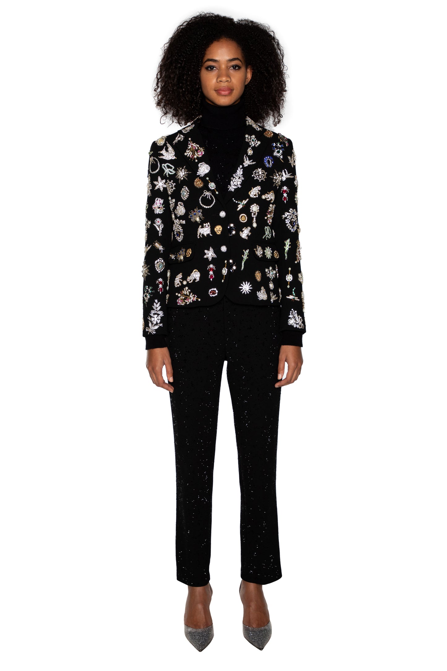 'EMBROIDERED BLACK DIAMOND PINS' L/S SHORT JACKET - - Libertine