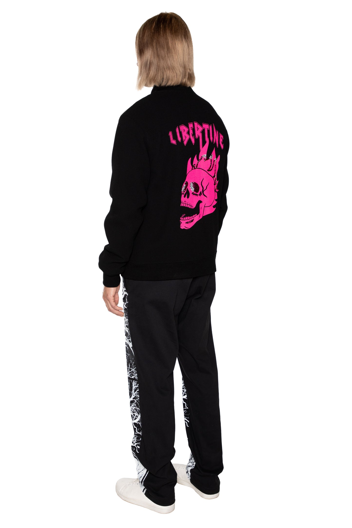 'LIB FLAMING SKULL PINK' BOMBER JACKET - - Libertine