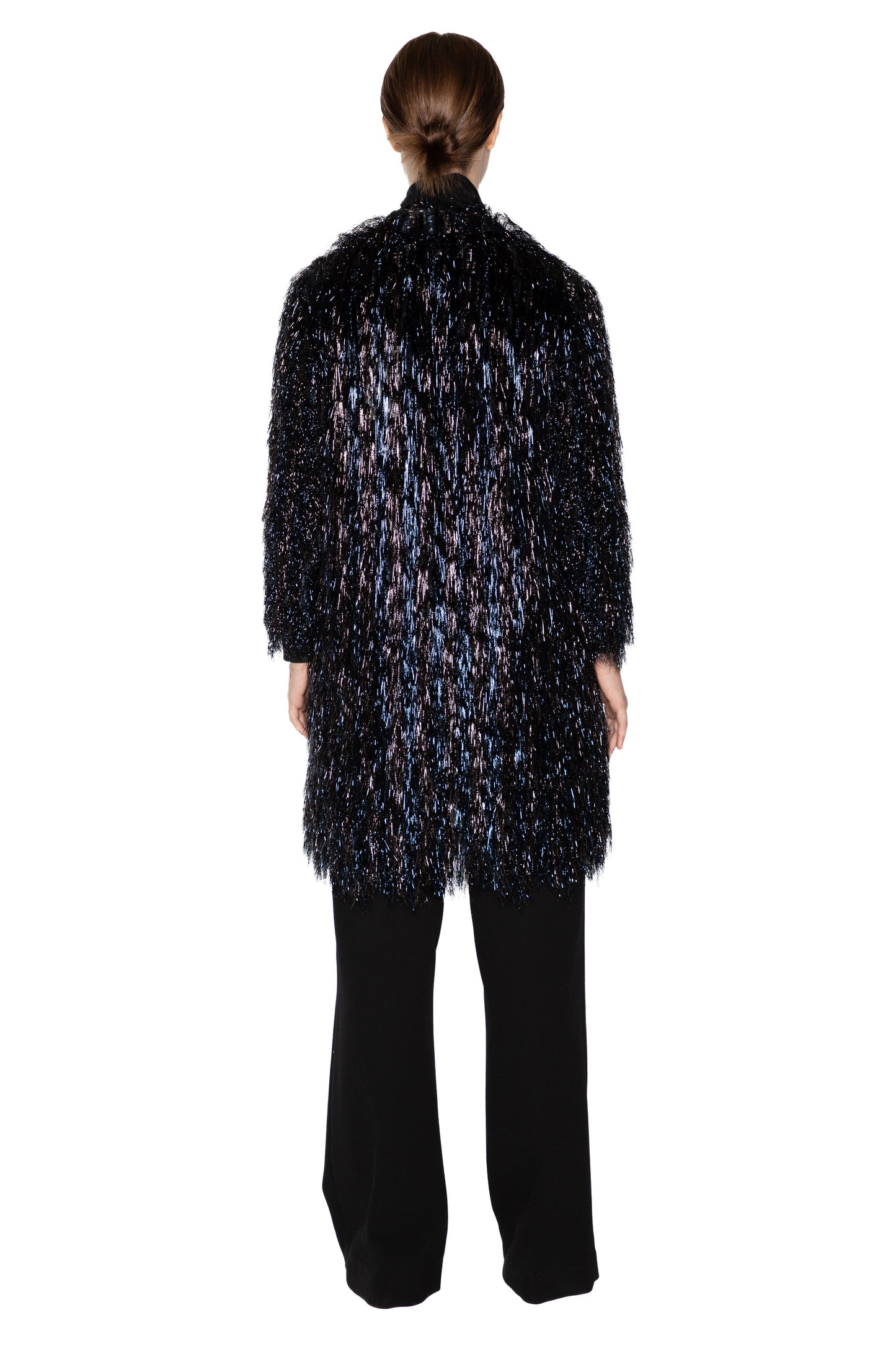 'GLAMOUR MONSTER' INKY BLACK OPEN LAPEL COAT - COATS - Libertine