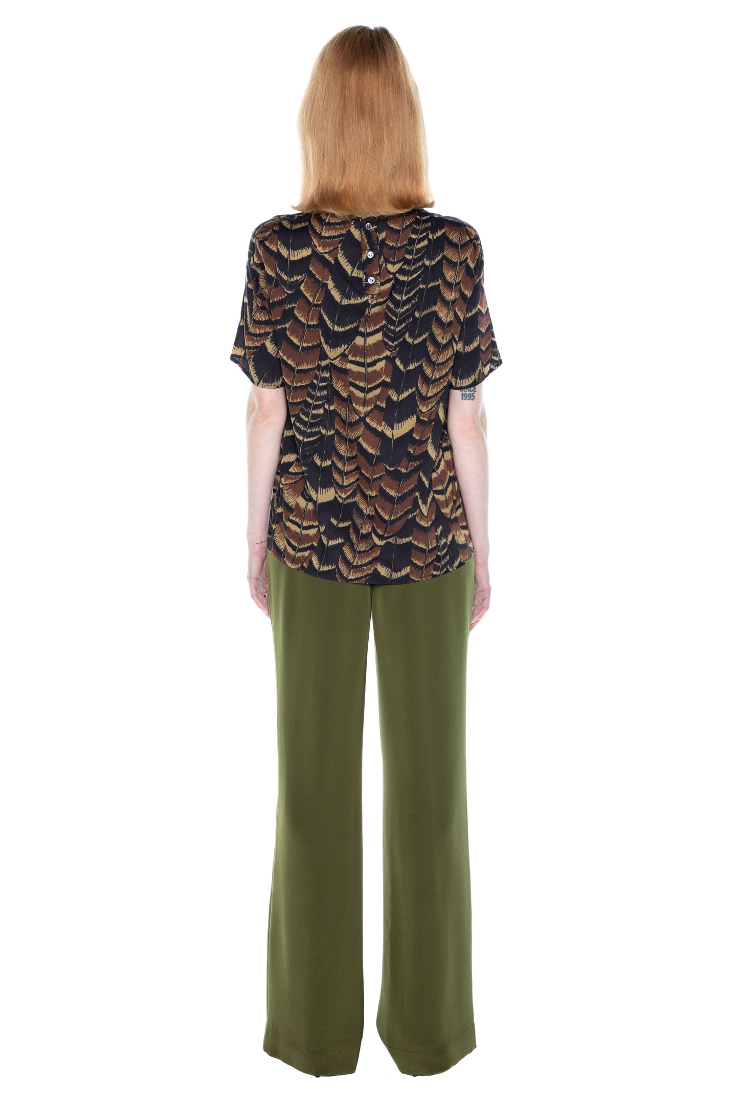 'FEATHERS' SHORT SLEEVE BLOUSE - - Libertine