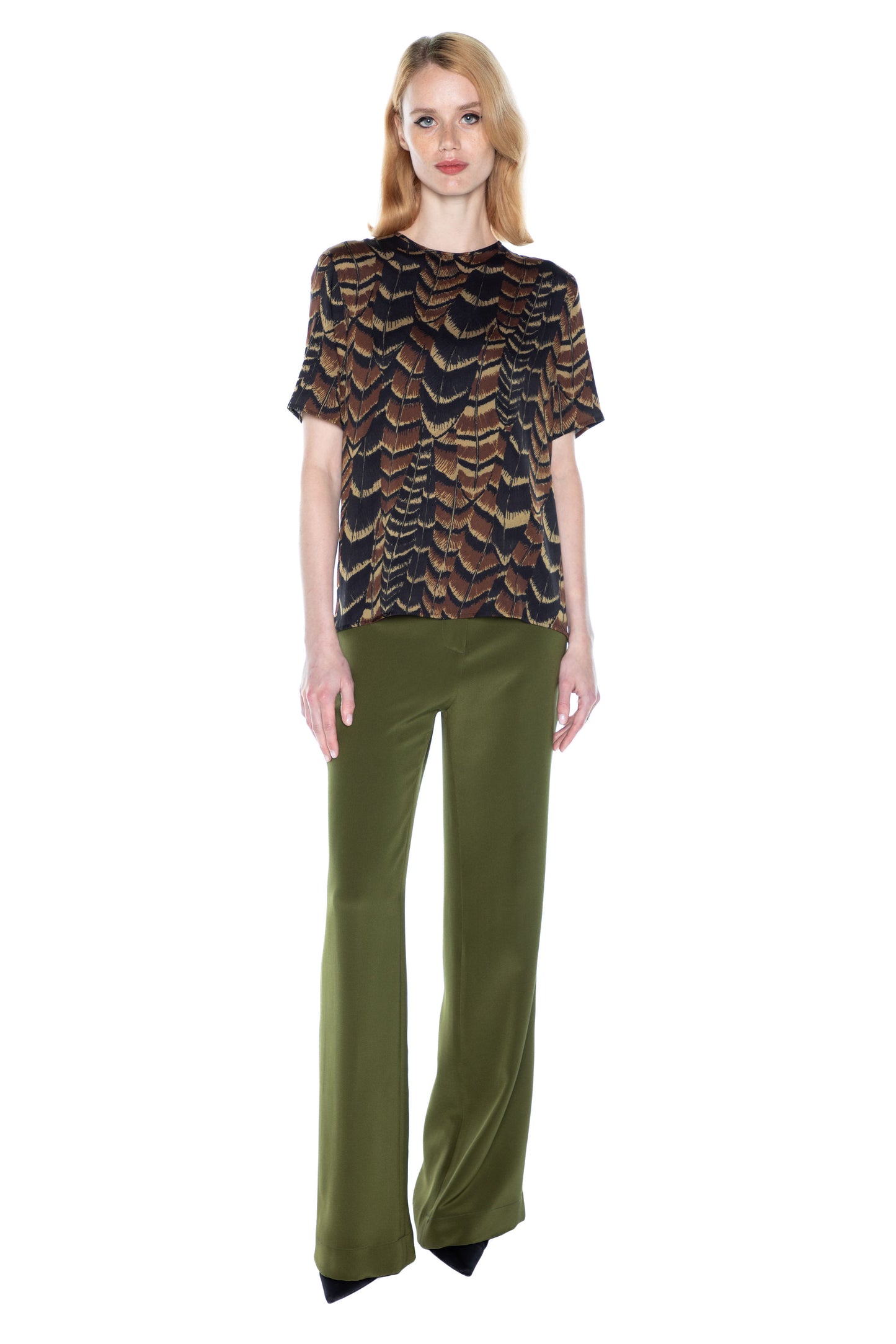 'FEATHERS' SHORT SLEEVE BLOUSE - - Libertine