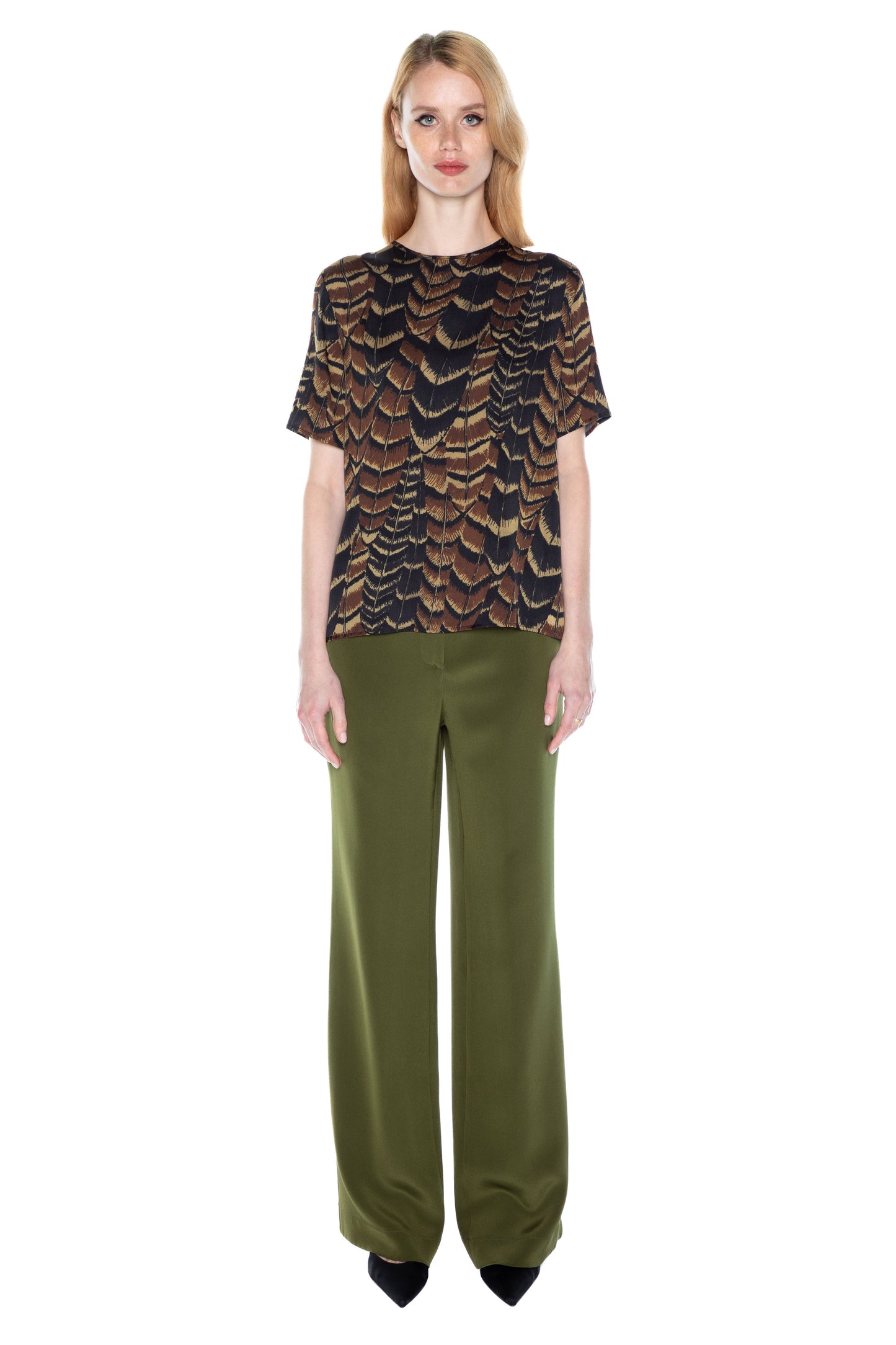 'FEATHERS' SHORT SLEEVE BLOUSE - - Libertine