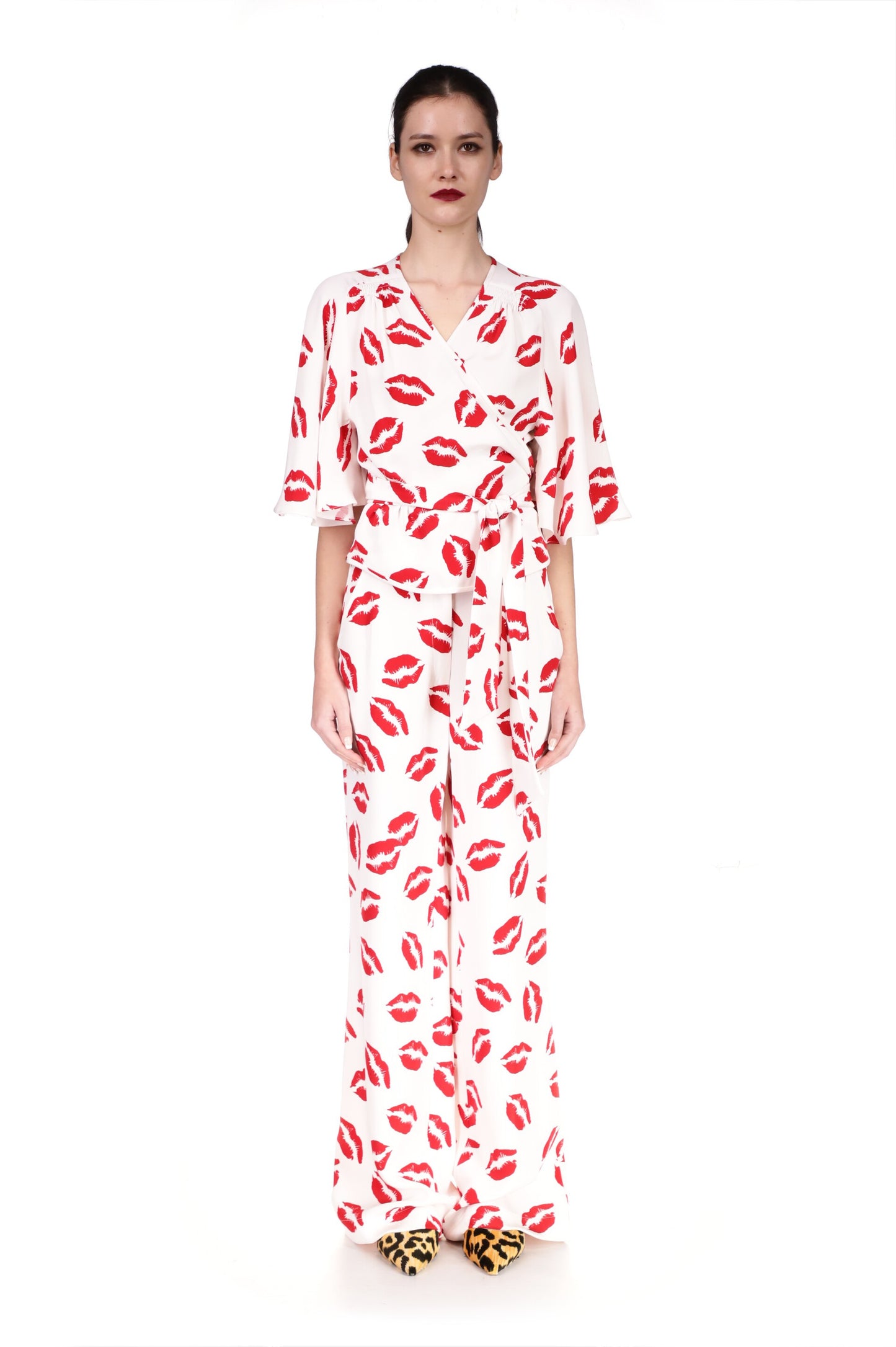 'BISOU' PRINT WIDE LEG PANTS - PANTS - Libertine