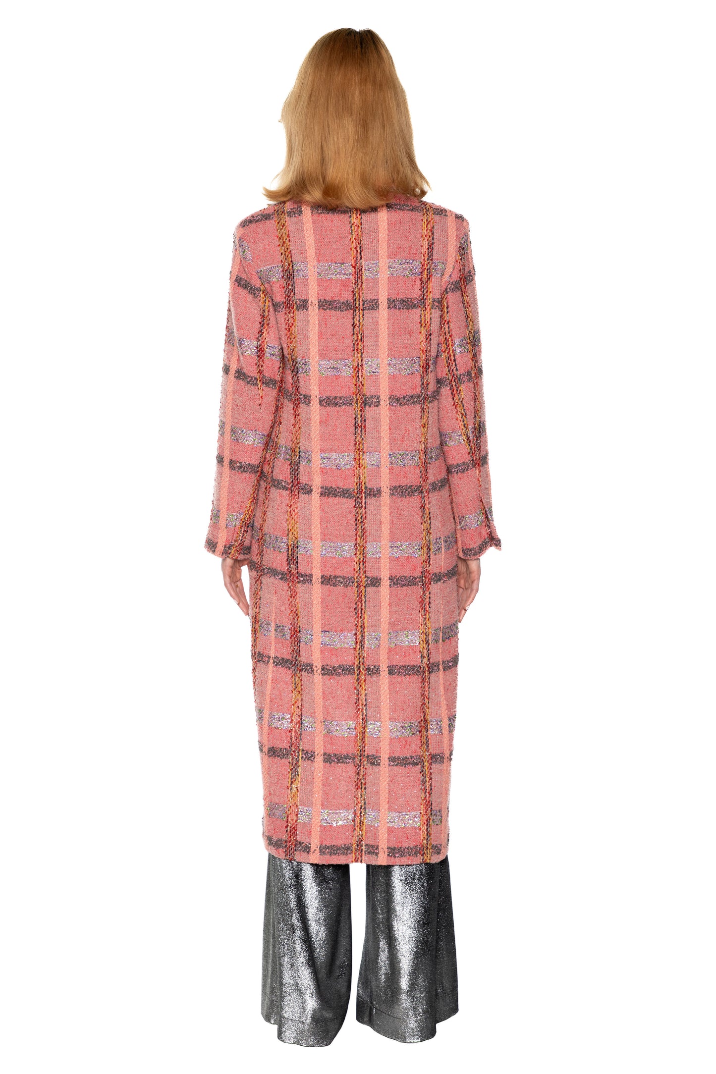 'PINK BOUCLE' MIDI LENGTH DOUBLE BREASTED COAT - - Libertine