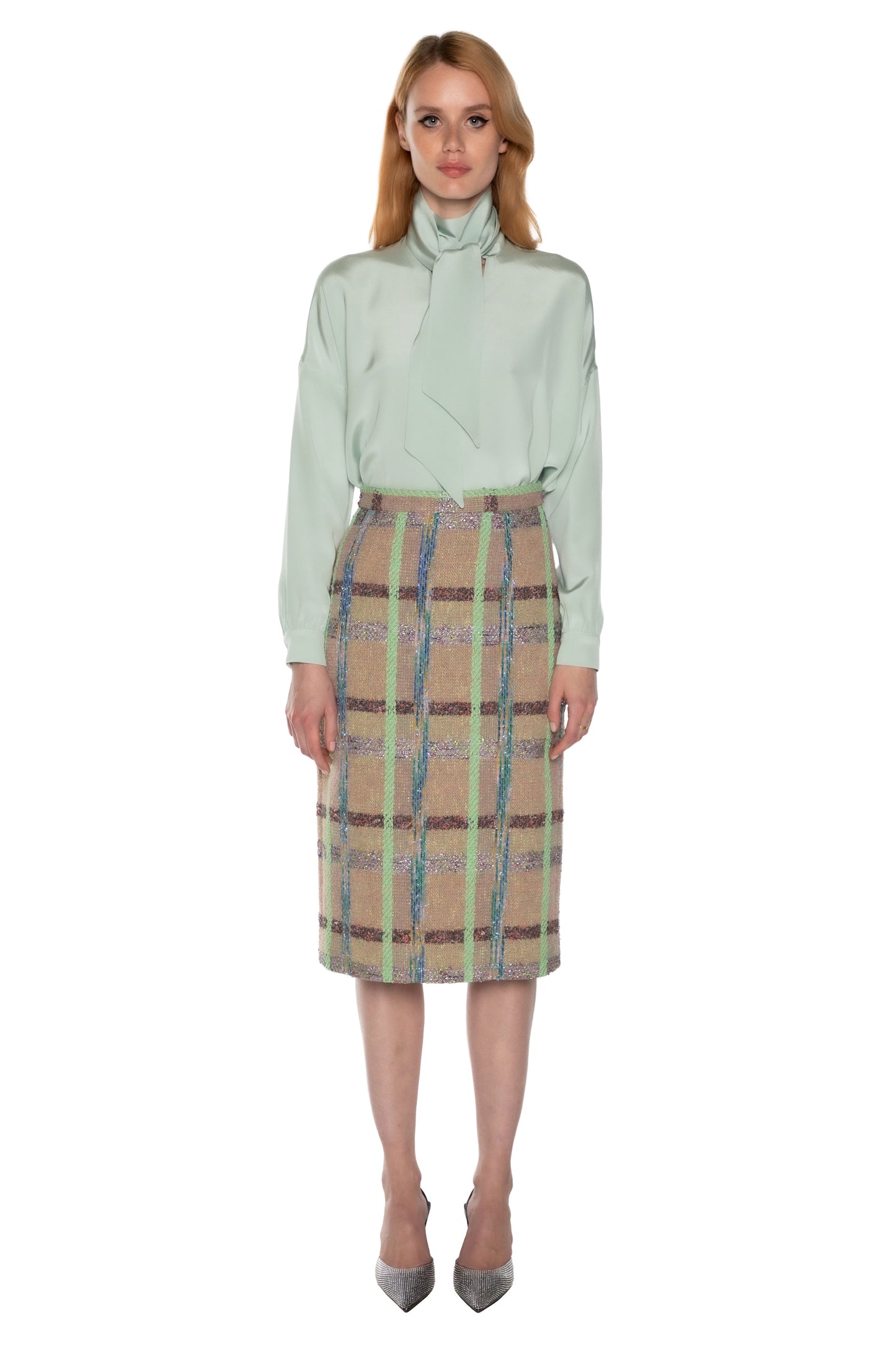 'FAWN' BOUCLE CLASSIC PENCIL SKIRT - - Libertine