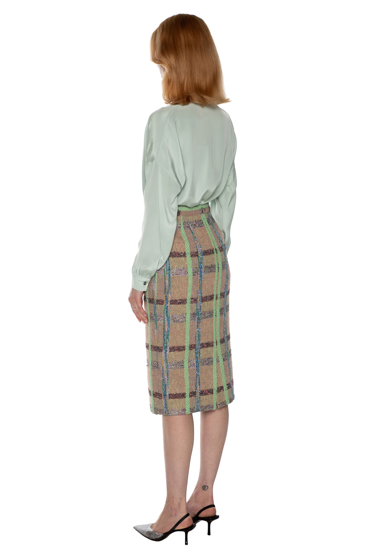 'FAWN' BOUCLE CLASSIC PENCIL SKIRT - - Libertine