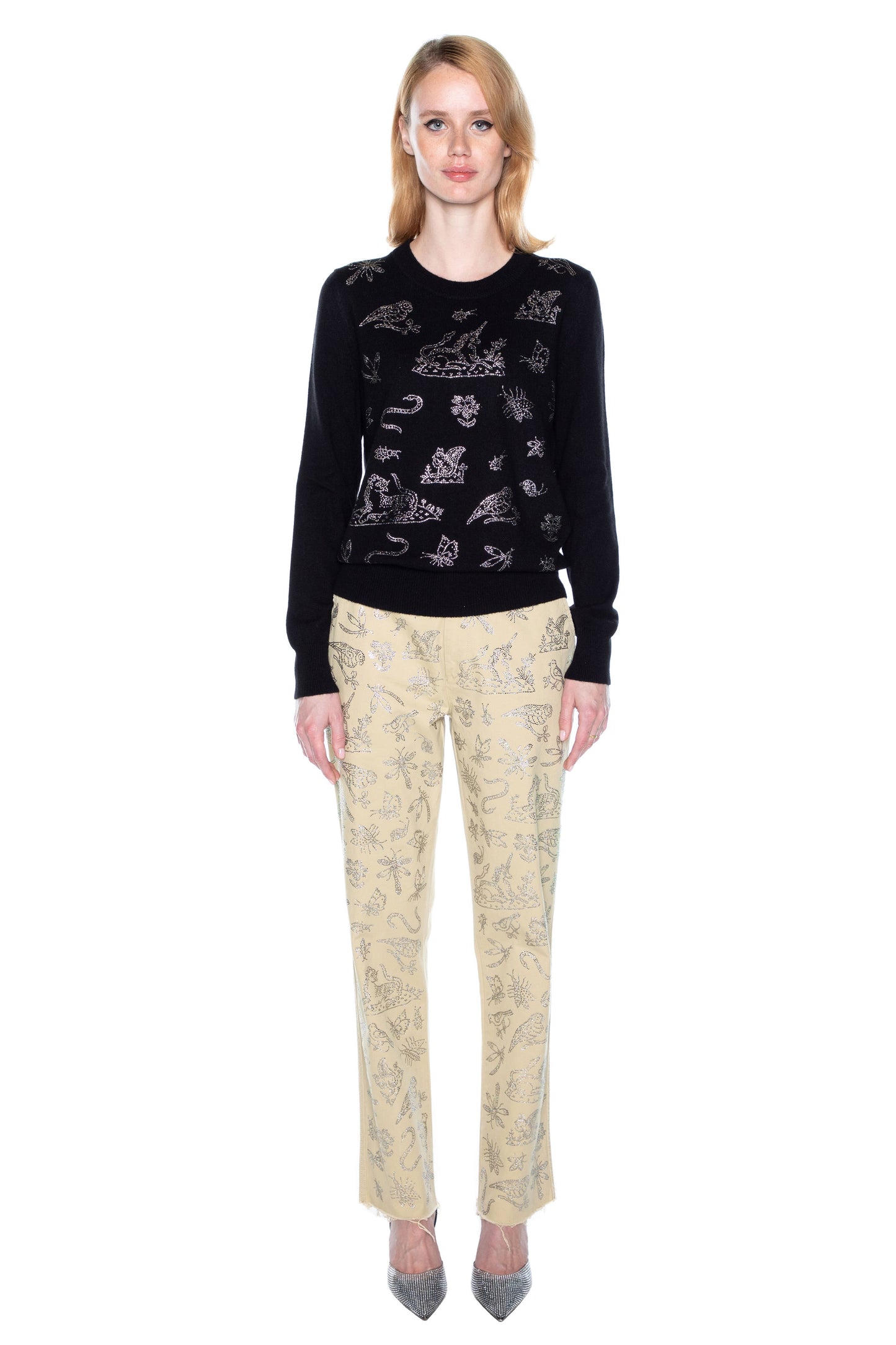 'ELIZABETHAN STUMP WORK' SHRUNKEN PULLOVER SWEATER - - Libertine