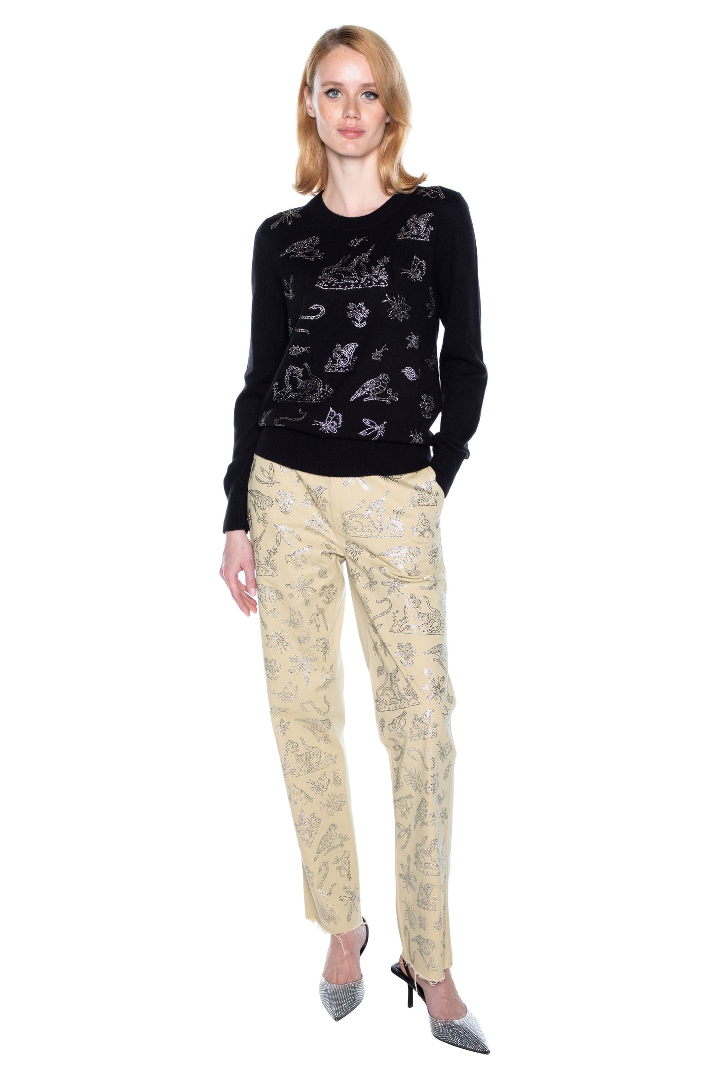 'ELIZABETHAN STUMP WORK' SHRUNKEN PULLOVER SWEATER - - Libertine