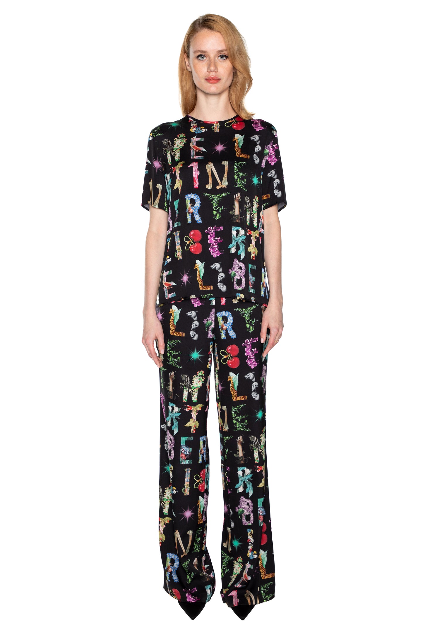 'DECO LETTERS' SHORT SLEEVE BLOUSE - - Libertine