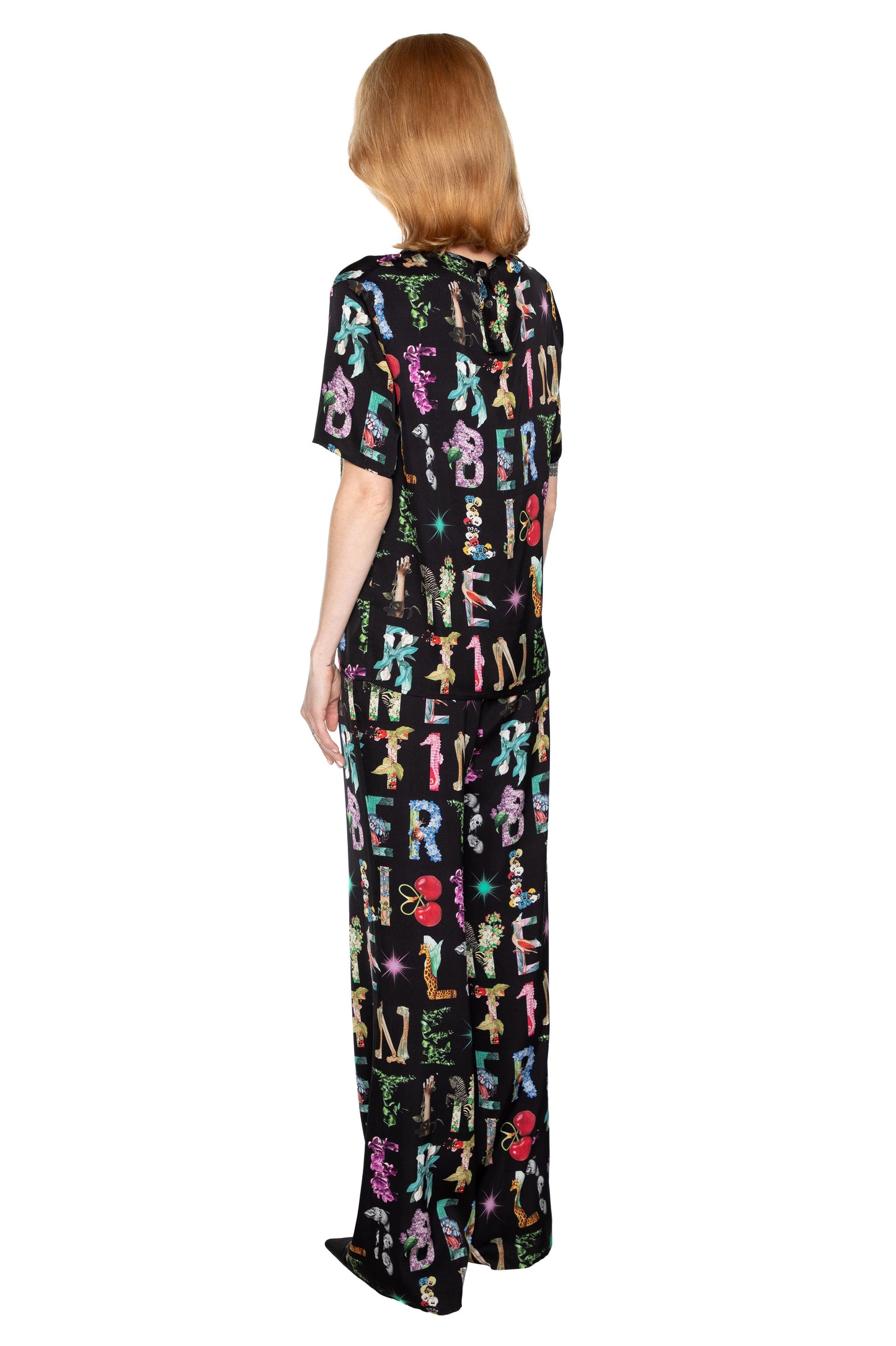 'DECO LETTERS' SLIM AARONS PANTS SIDE ZIP - - Libertine