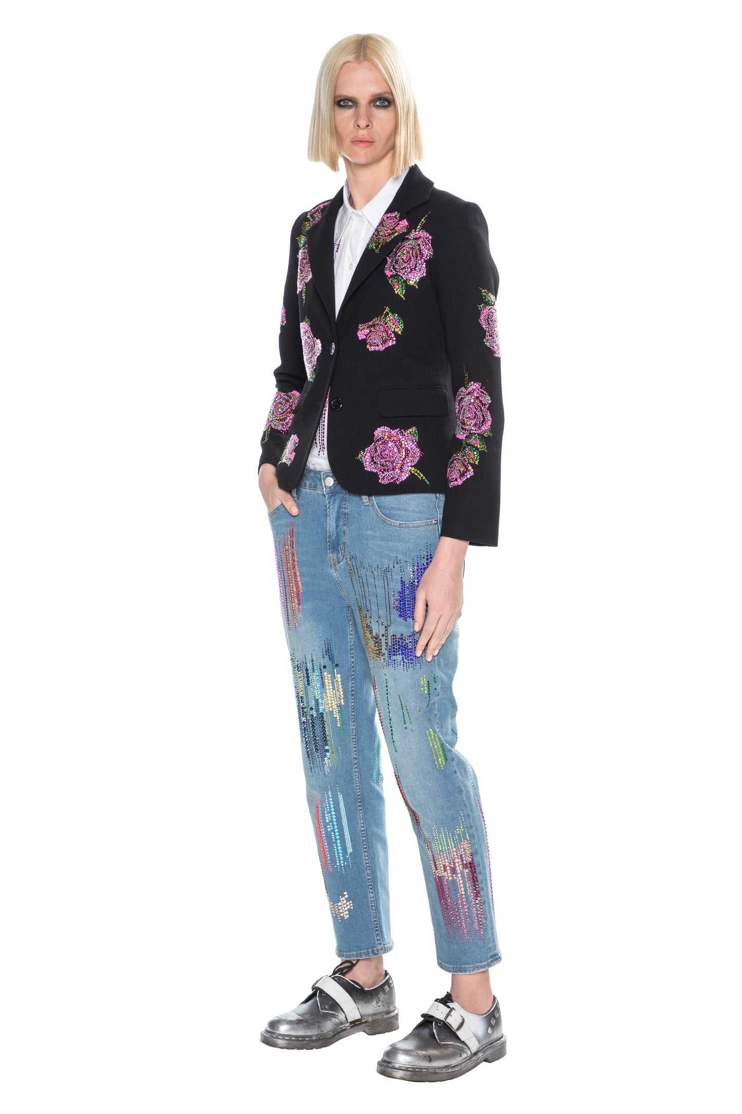 'PINKY ROSES' L/S SHORT BLAZER - - Libertine