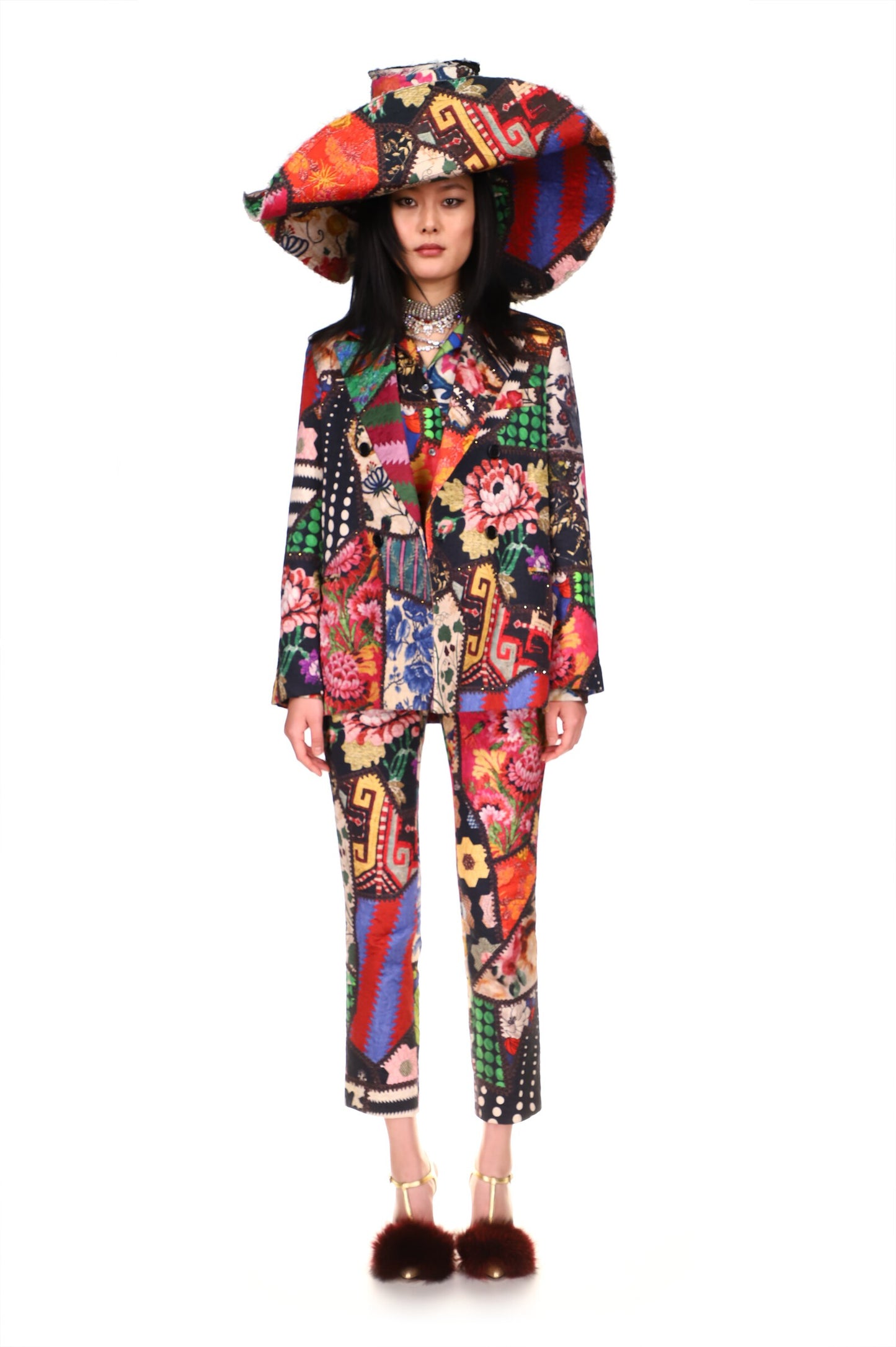 'HOTCH POTCH CRAZY QUILT' DOUBLE BREASTED JACKET WITH CRYSTAL SEAMS - BLAZERS - Libertine