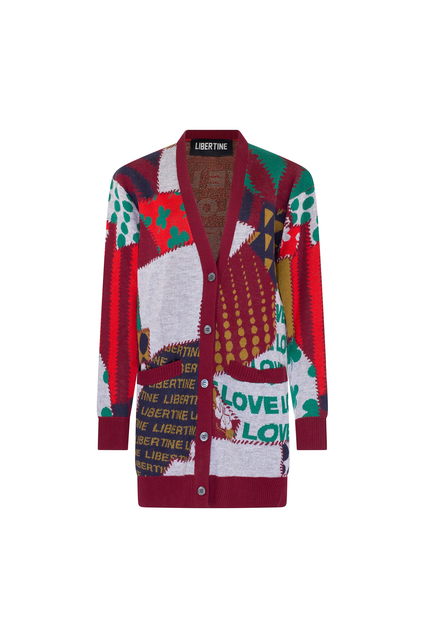 'PATCHWORK' CASHMERE LONG CARDIGAN - CARDIGANS - Libertine