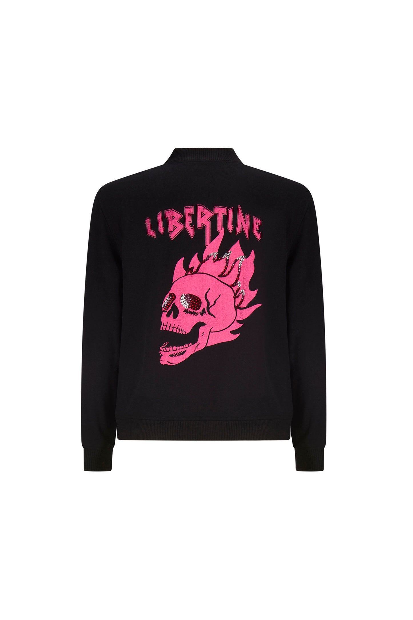 'LIB FLAMING SKULL PINK' BOMBER JACKET - - Libertine