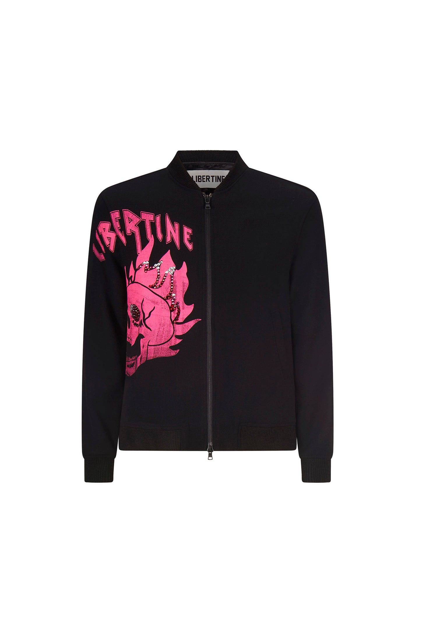 'LIB FLAMING SKULL PINK' BOMBER JACKET - - Libertine