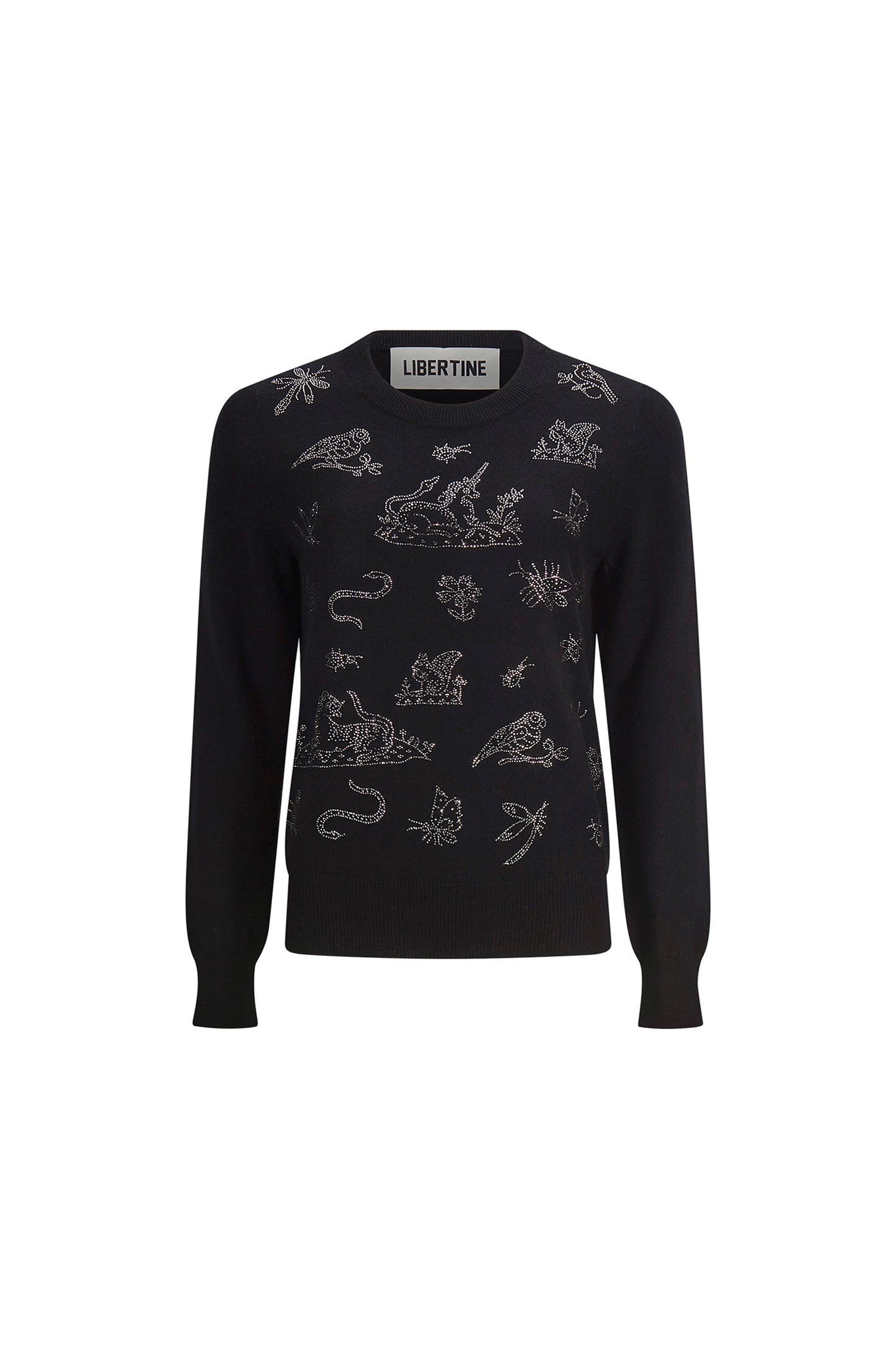 'ELIZABETHAN STUMP WORK' SHRUNKEN PULLOVER SWEATER - - Libertine