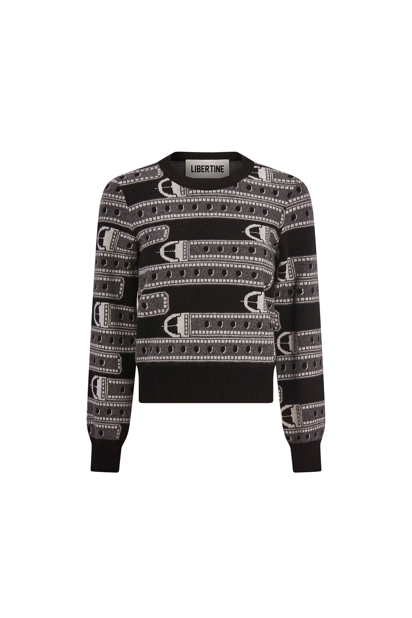 'BELTS' SHRUNKEN PULLOVER SWEATER - - Libertine