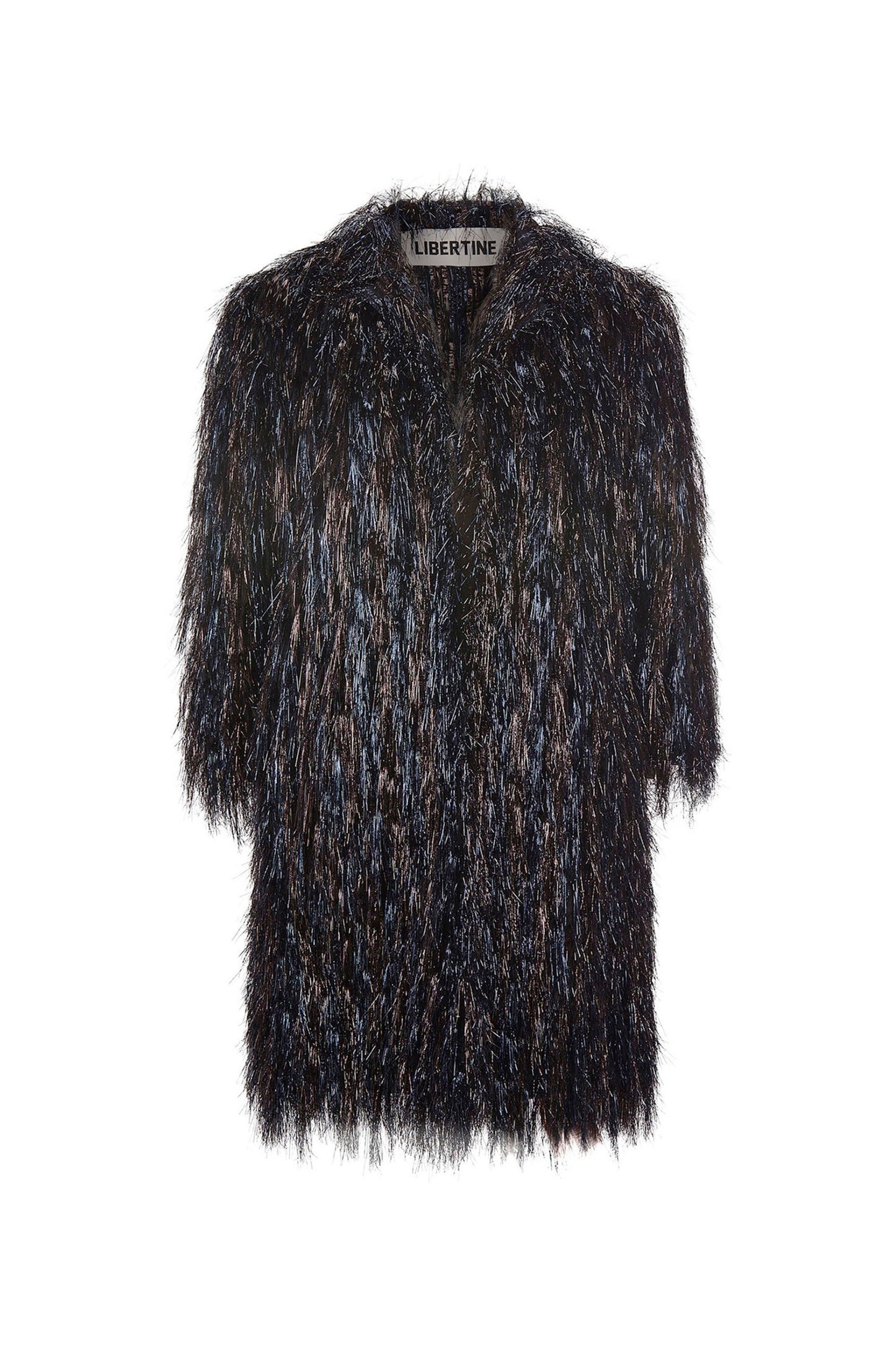 'GLAMOUR MONSTER' INKY BLACK OPEN LAPEL COAT - COATS - Libertine