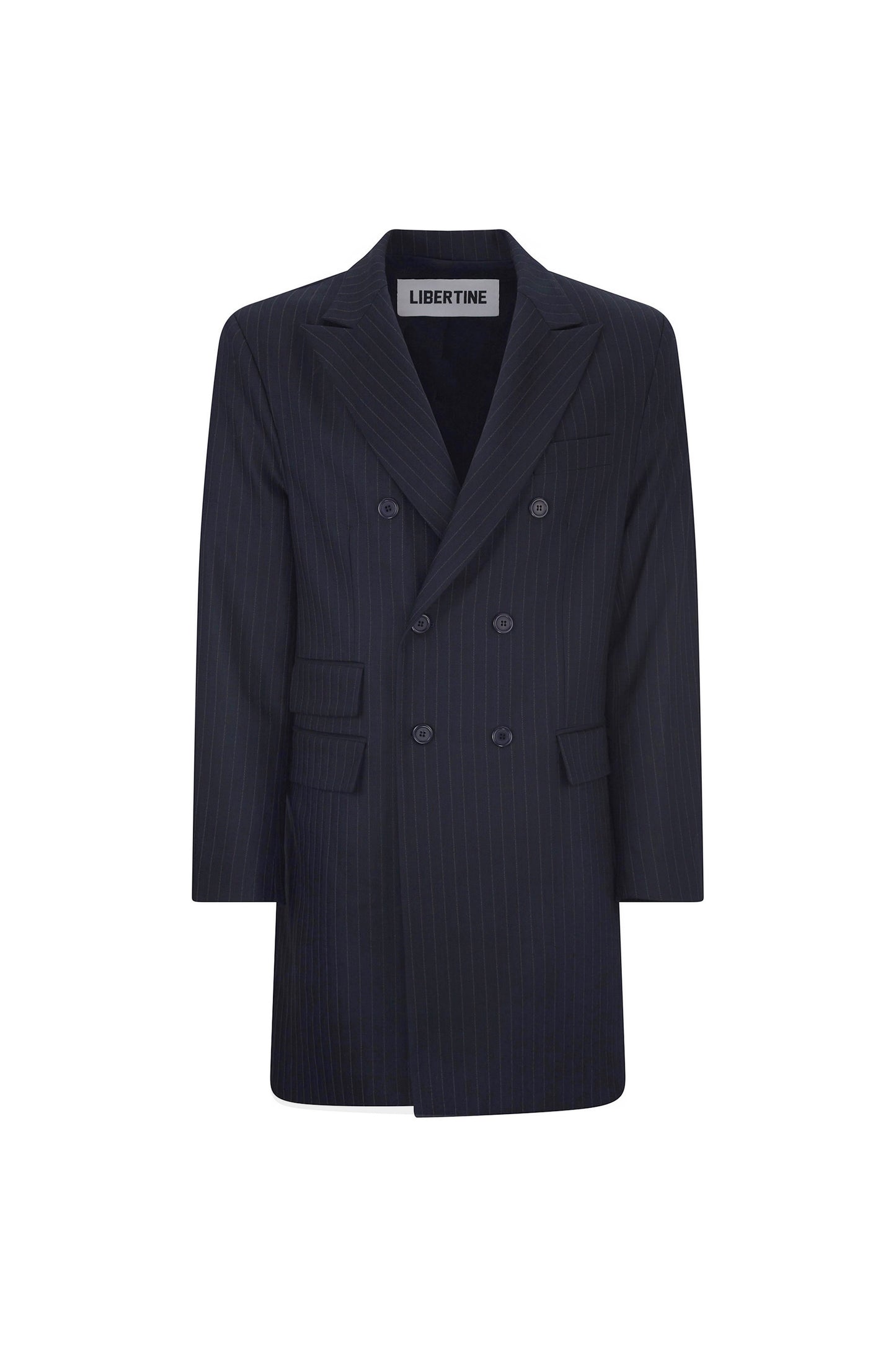 'CRYSTAL PINSTRIPE' DOUBLE BREASTED COAT - - Libertine