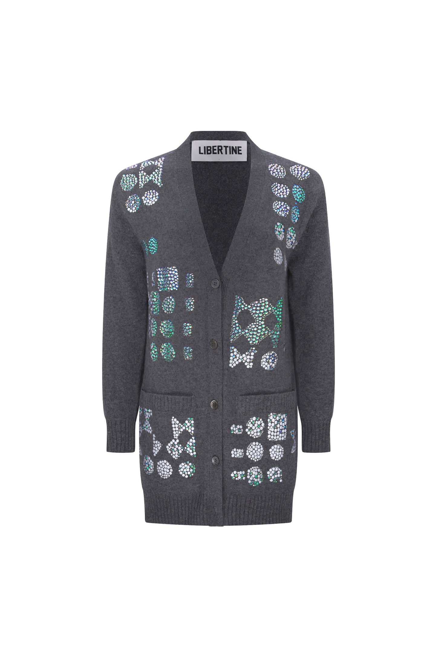 'GEOMETRIC' OVERSIZED CHARCOAL CARDIGAN - - Libertine