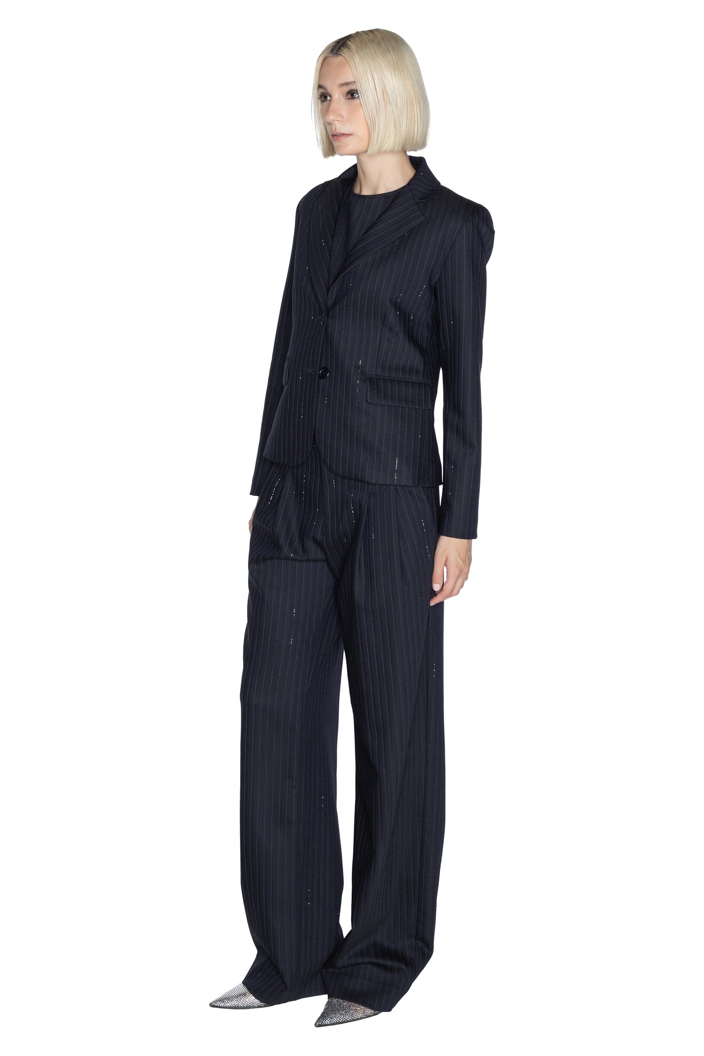 'CRYSTAL PINSTRIPE' L/S SHORT JACKET - - Libertine