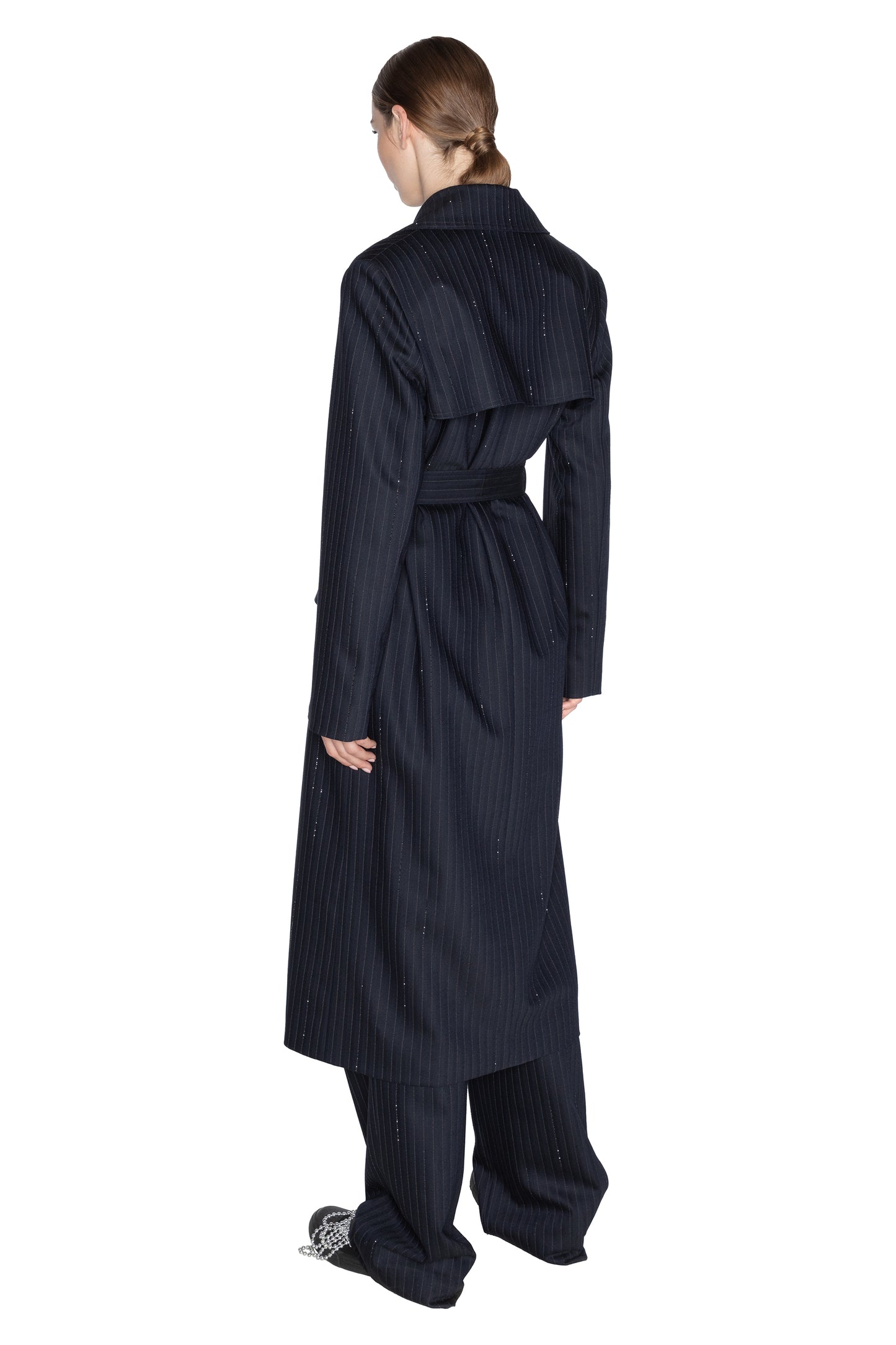 'CRYSTAL PINSTRIPE' LONG TRENCH COAT - - Libertine