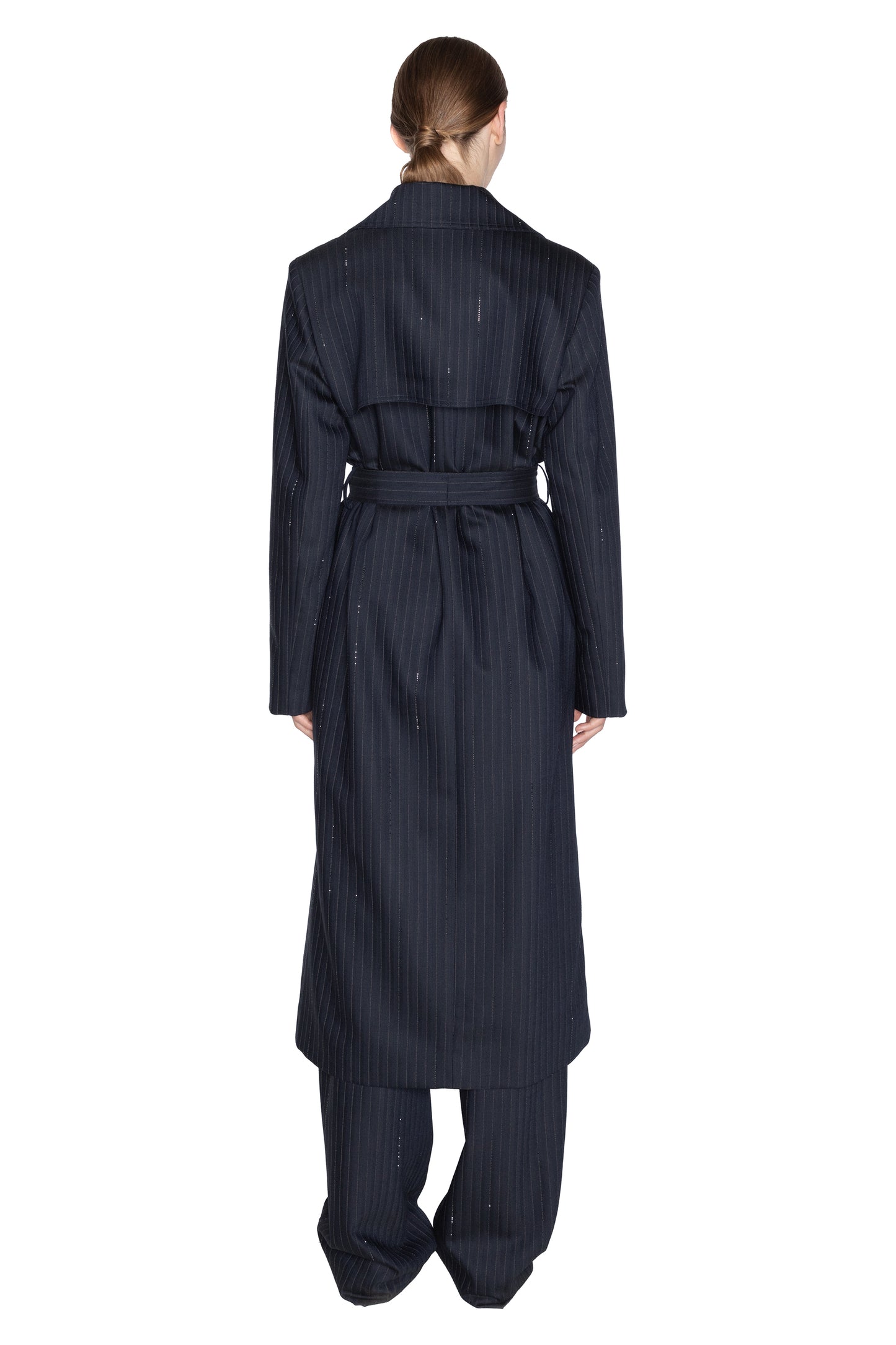 'CRYSTAL PINSTRIPE' LONG TRENCH COAT - - Libertine