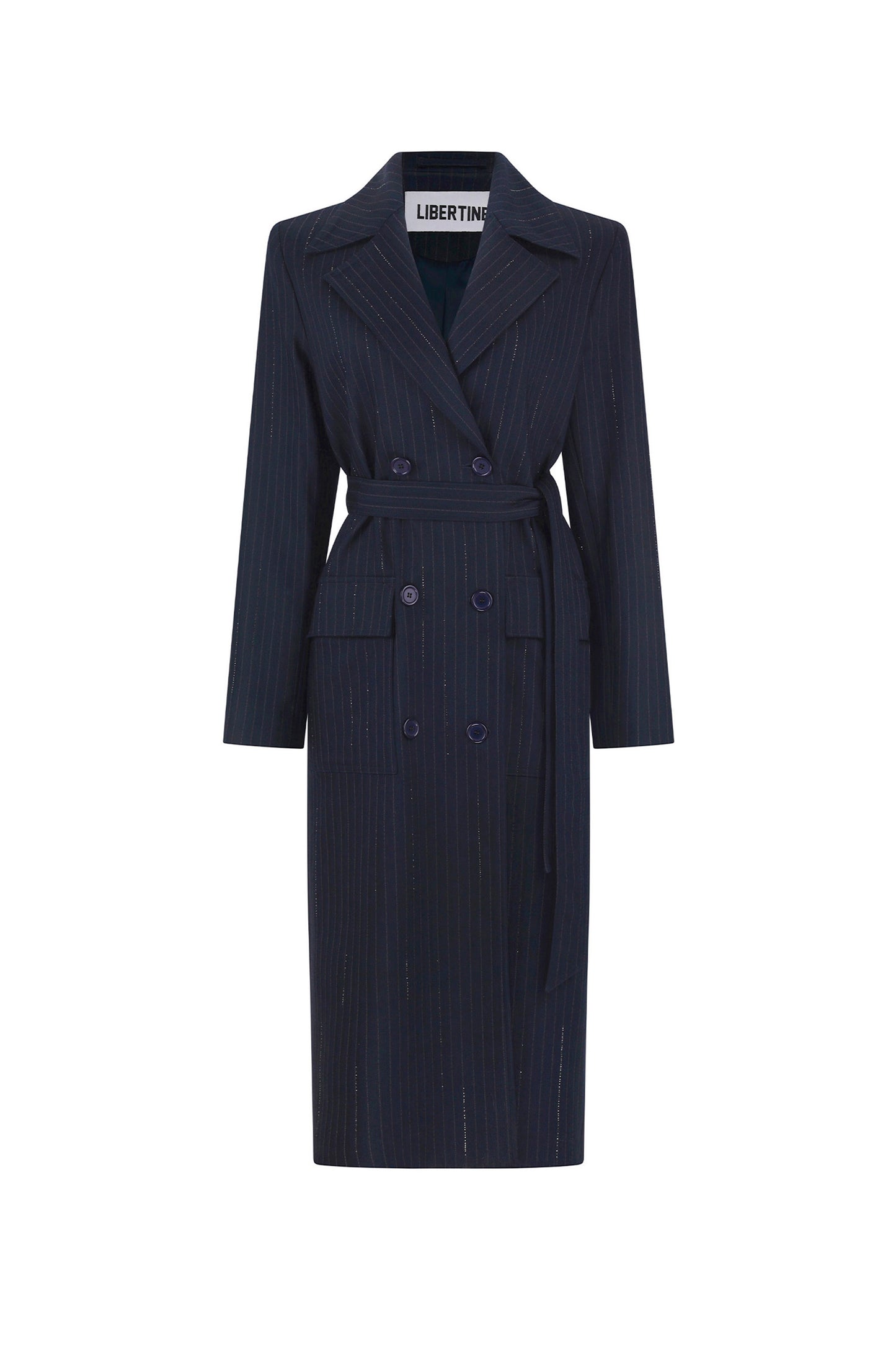 'CRYSTAL PINSTRIPE' LONG TRENCH COAT - - Libertine