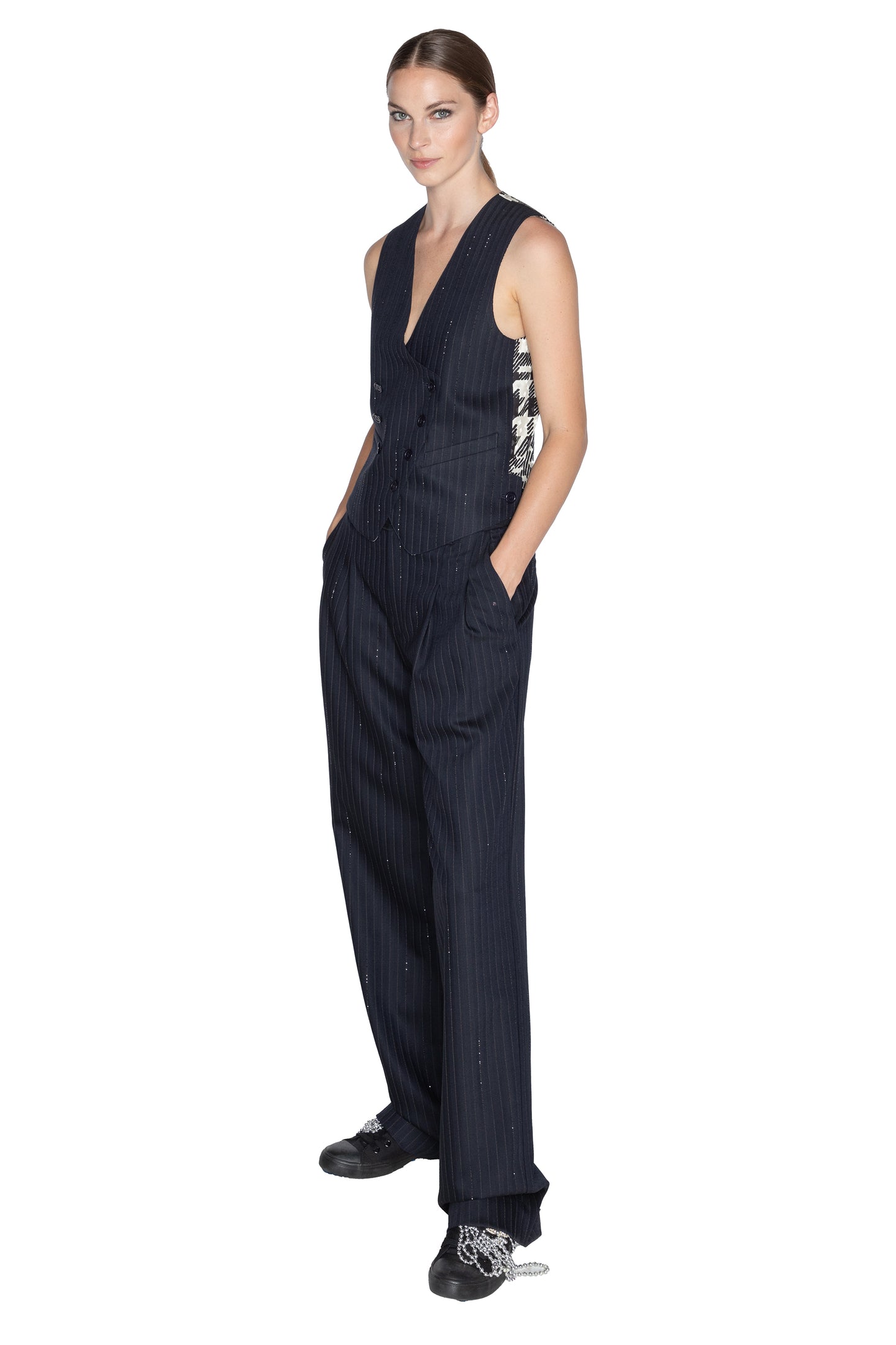 'CRYSTAL PINSTRIPE' WAISTCOAT - - Libertine