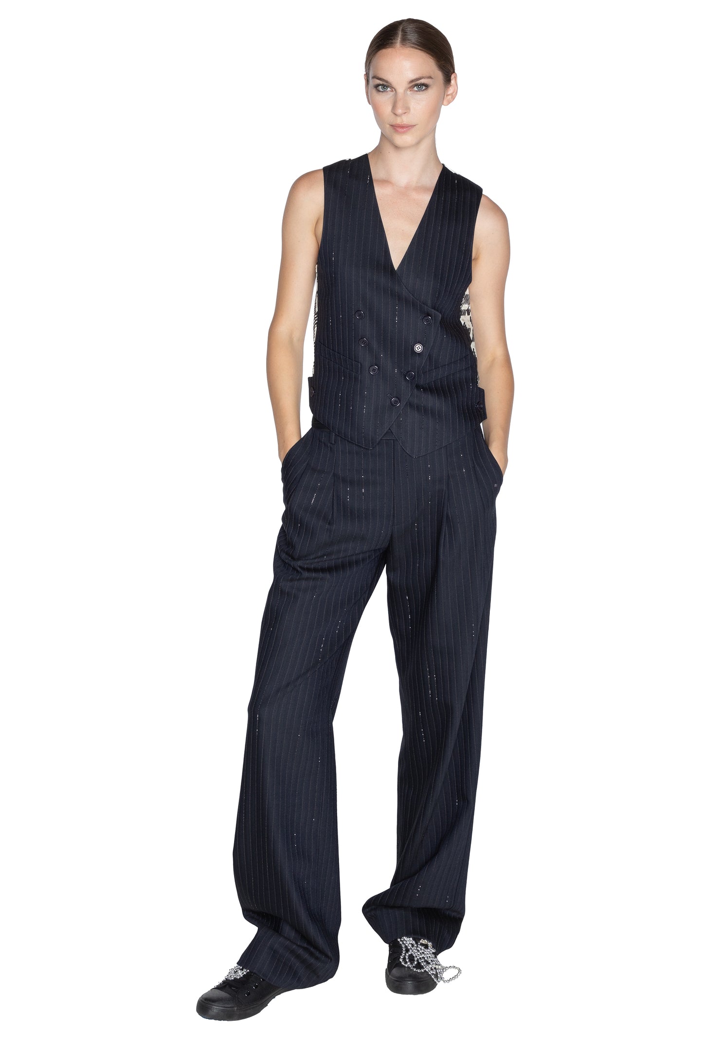 'CRYSTAL PINSTRIPE' WAISTCOAT - - Libertine