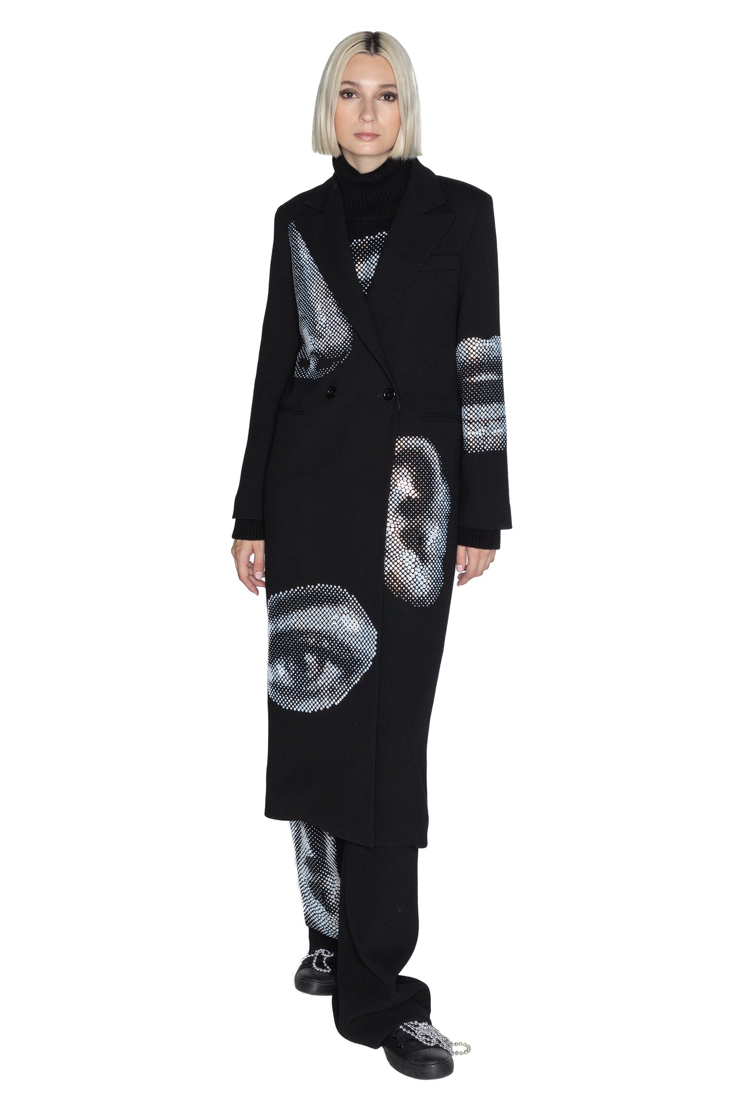 'FIVE SENSES CRYSTAL' MIDI DOUBLE BREASTED COAT - - Libertine