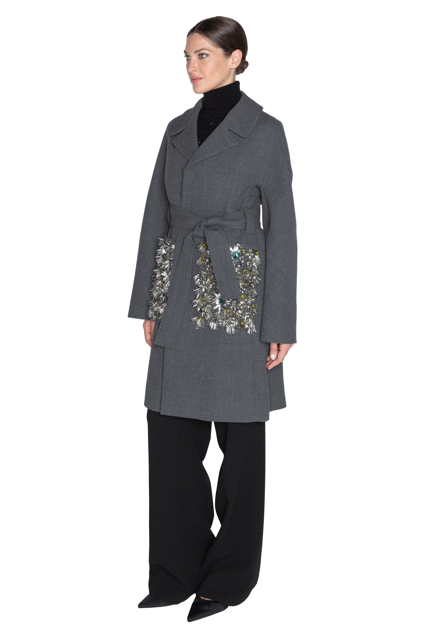 'THE HOLIDAY' PATCH POCKET WRAP COAT - - Libertine