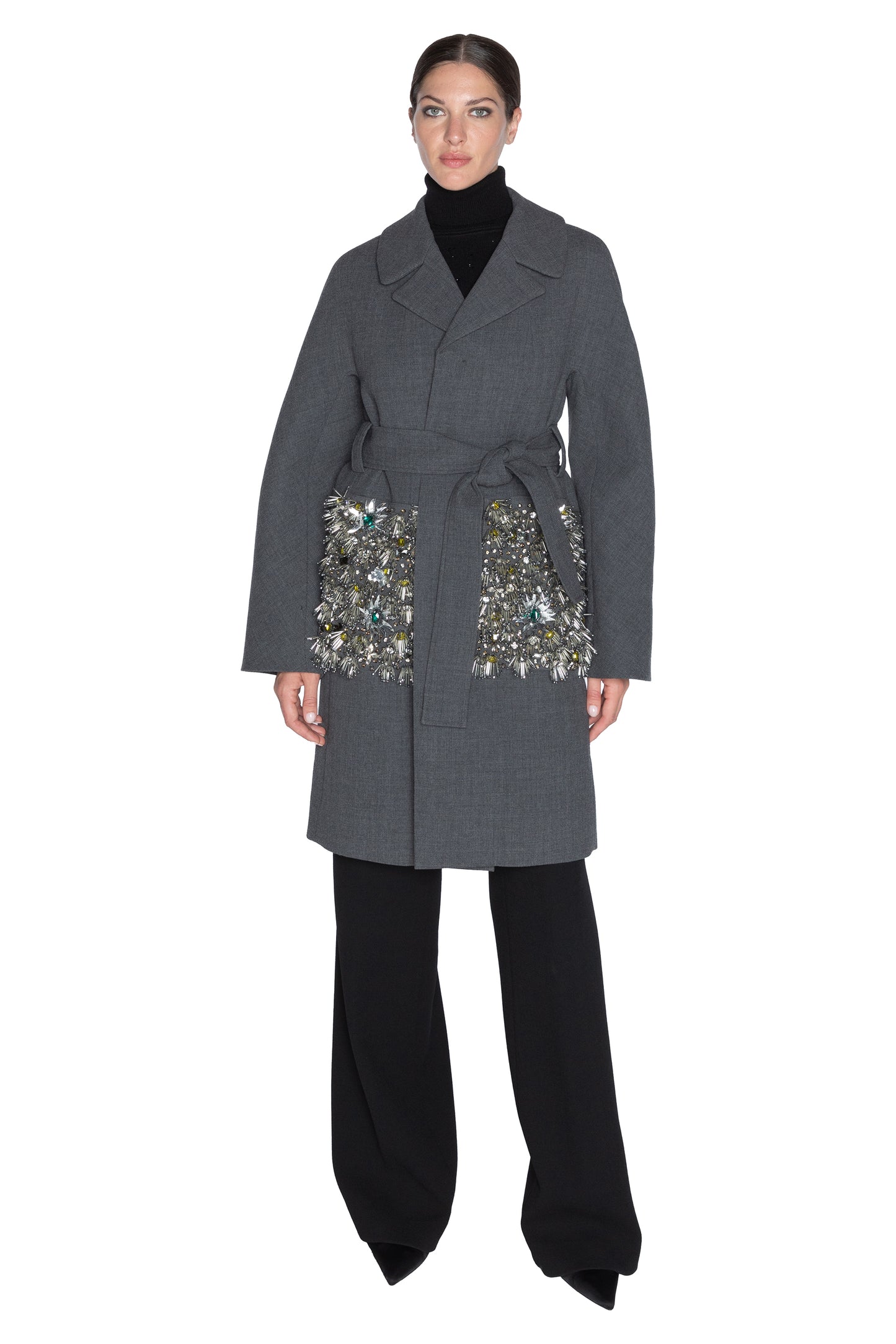 'THE HOLIDAY' PATCH POCKET WRAP COAT - - Libertine