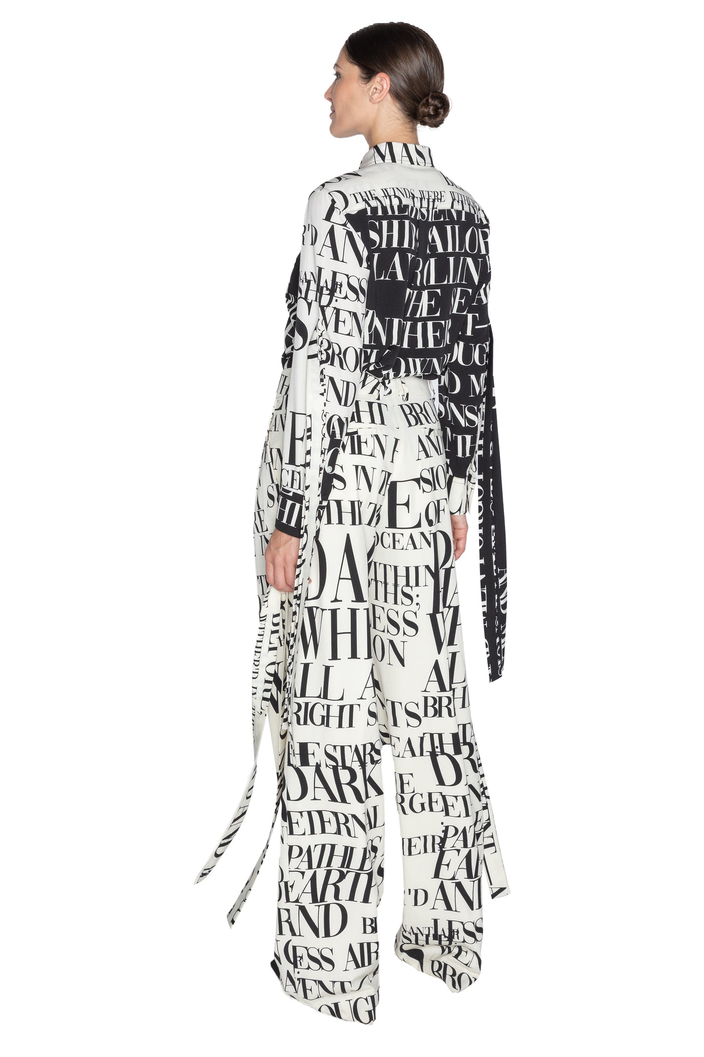 'POEME BLANC' BAGGY TROUSERS WITH STRAPS - - Libertine